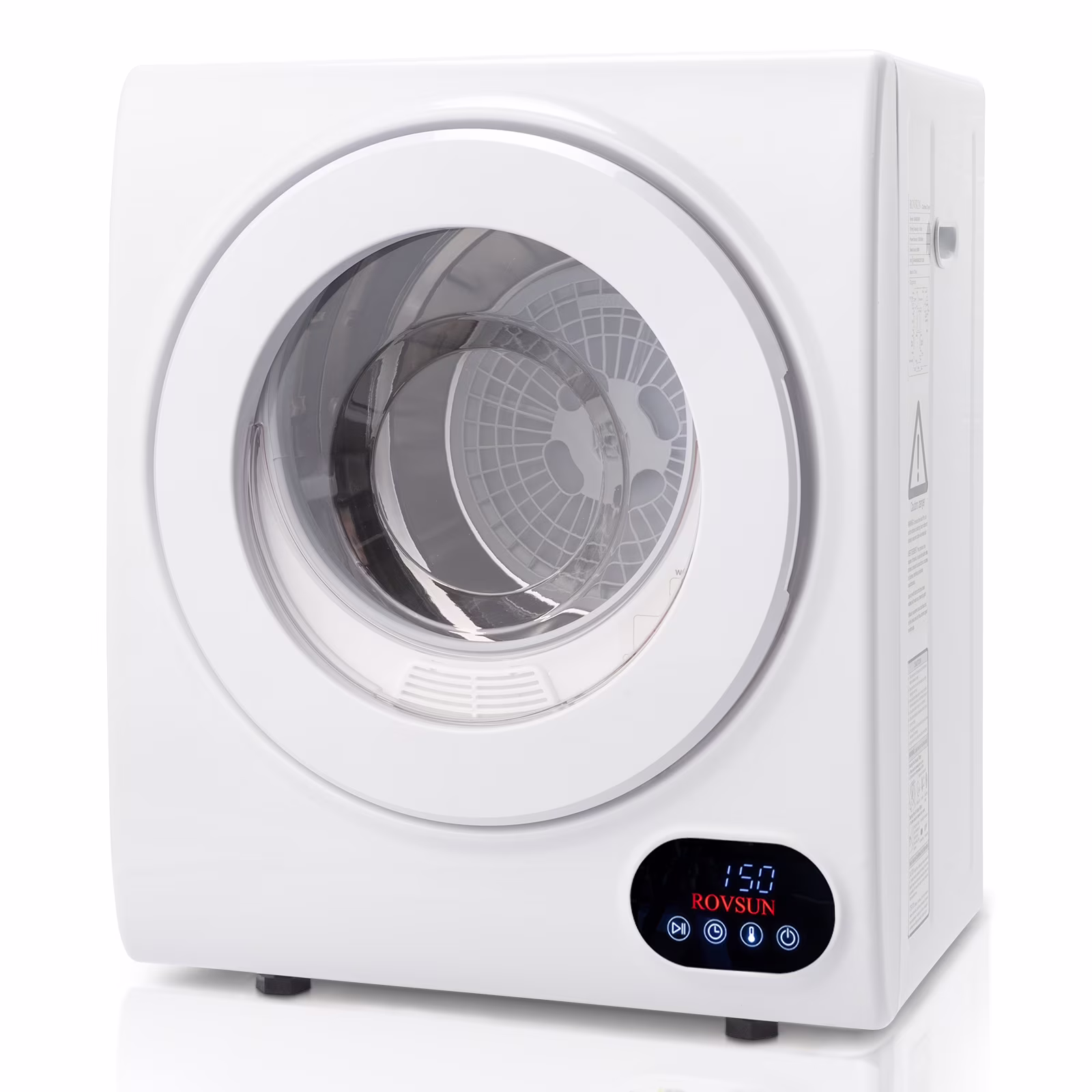 RovSun 110V White Stainless Steel Electric Tumble Dryer(Classic Knob Control)