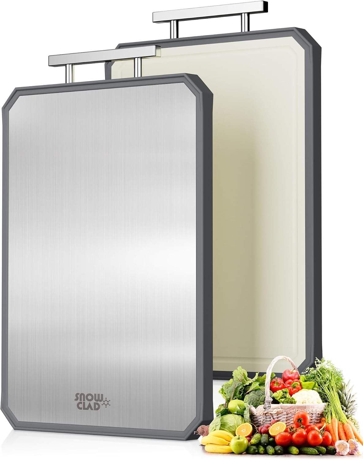 SNOWCLAD Stainless Steel Cutting Board, Non-Toxic chopping board for kitchen