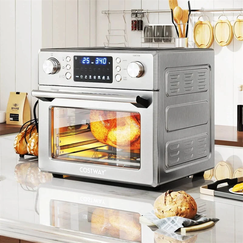 14-in-1 Air Fryer Toaster Oven Combo, 1700W Stainless Steel Countertop Convection Oven with 26 QT Large Capacity, Rotisserie & Dehydrate, LED Display