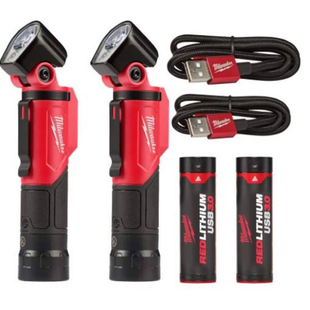 Milwaukee 2113-21-2113-21 500 Lumens LED Pivoting REDLITHIUM USB Flashlight & 500 Lumens LED Pivoting REDLITHIUM USB Flashlight (2-Pack)