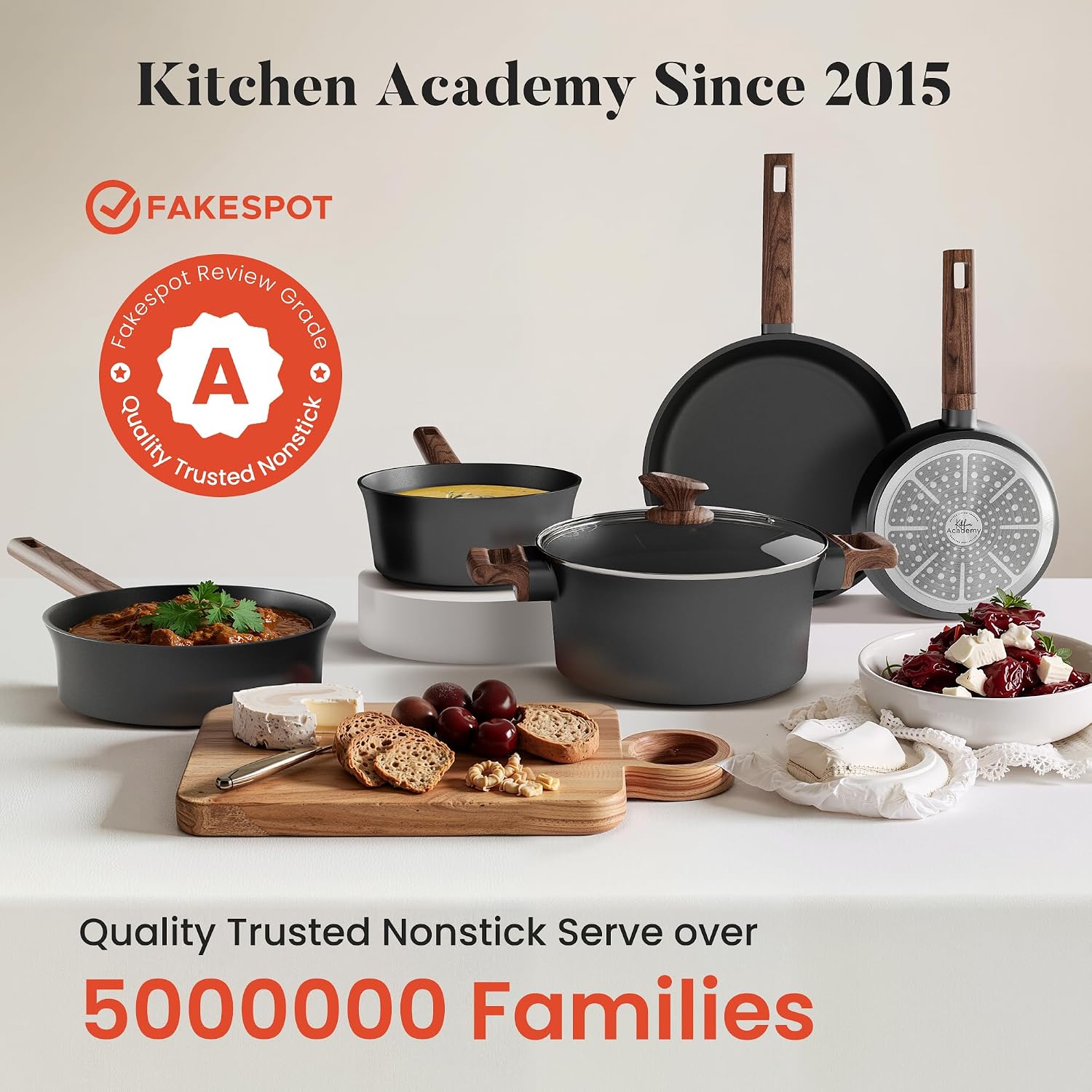 Kitchen Academy Ceramic Cookware Set, Pots and Pans Set Non Toxic