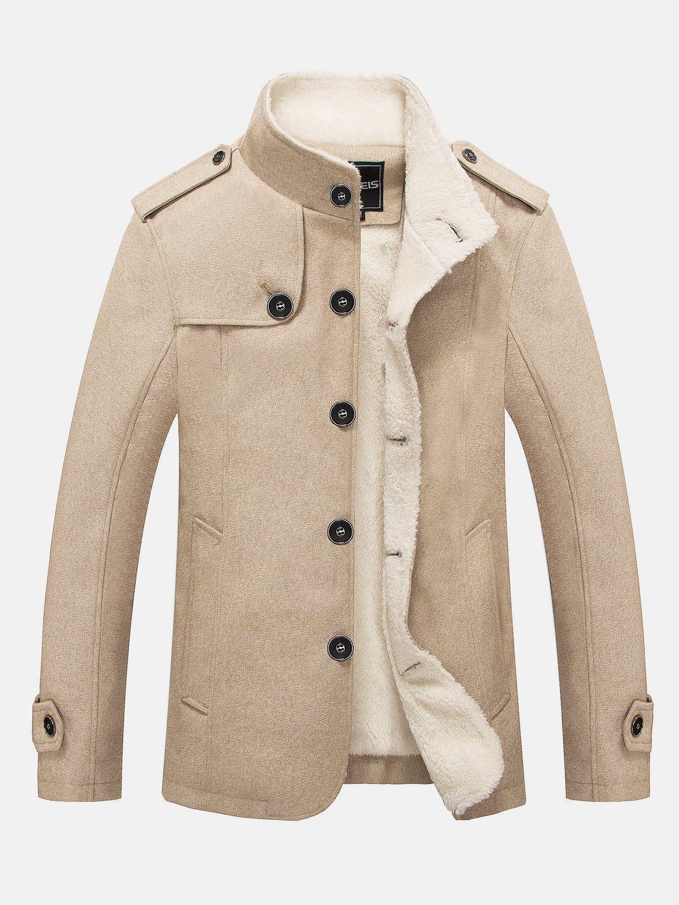 Manteau en laine doublé Teddy à col montant