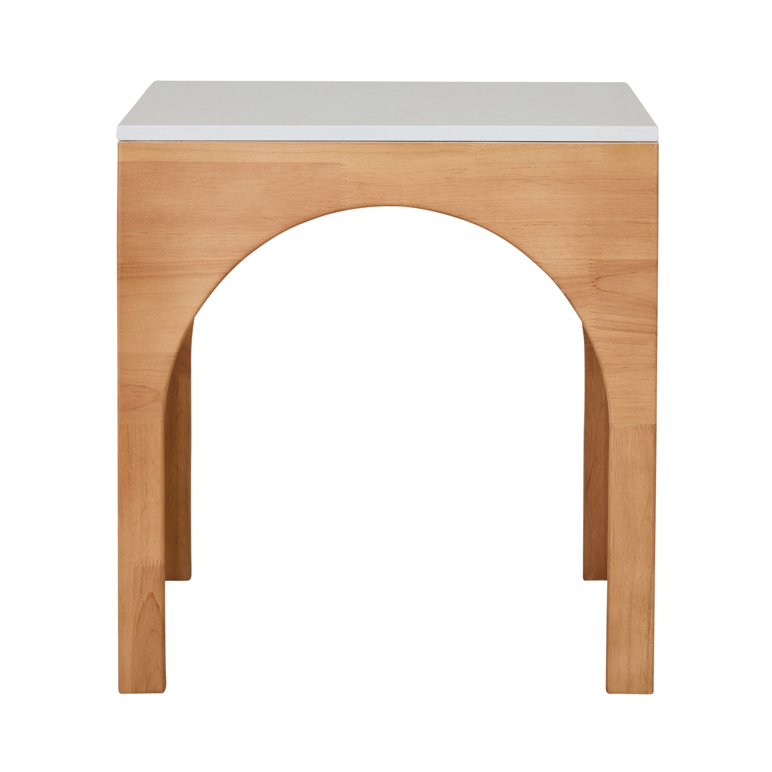 Marble Arched Wooden Side Table 45cm