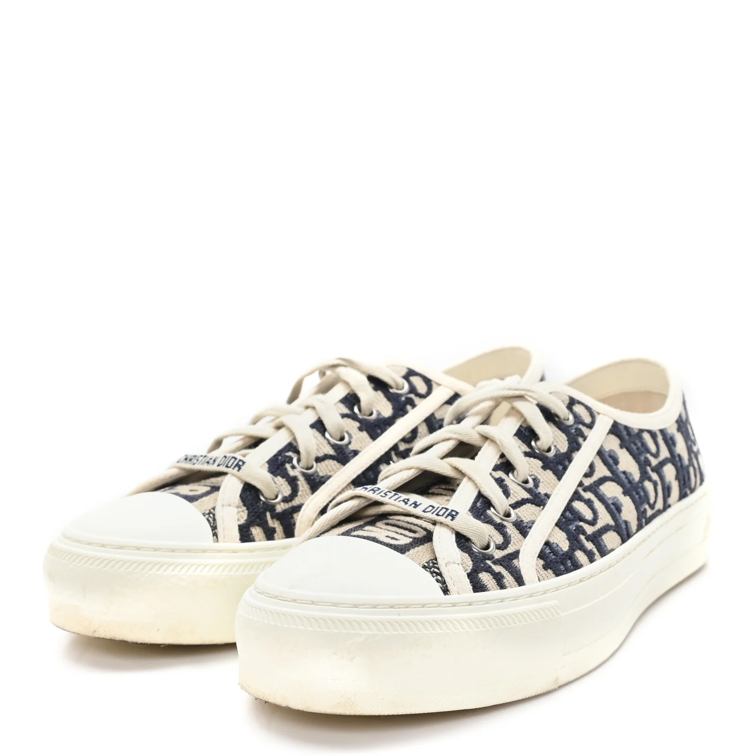 Canvas Oblique Walk'N'Dior Low Top Sneakers 38 Deep Blue