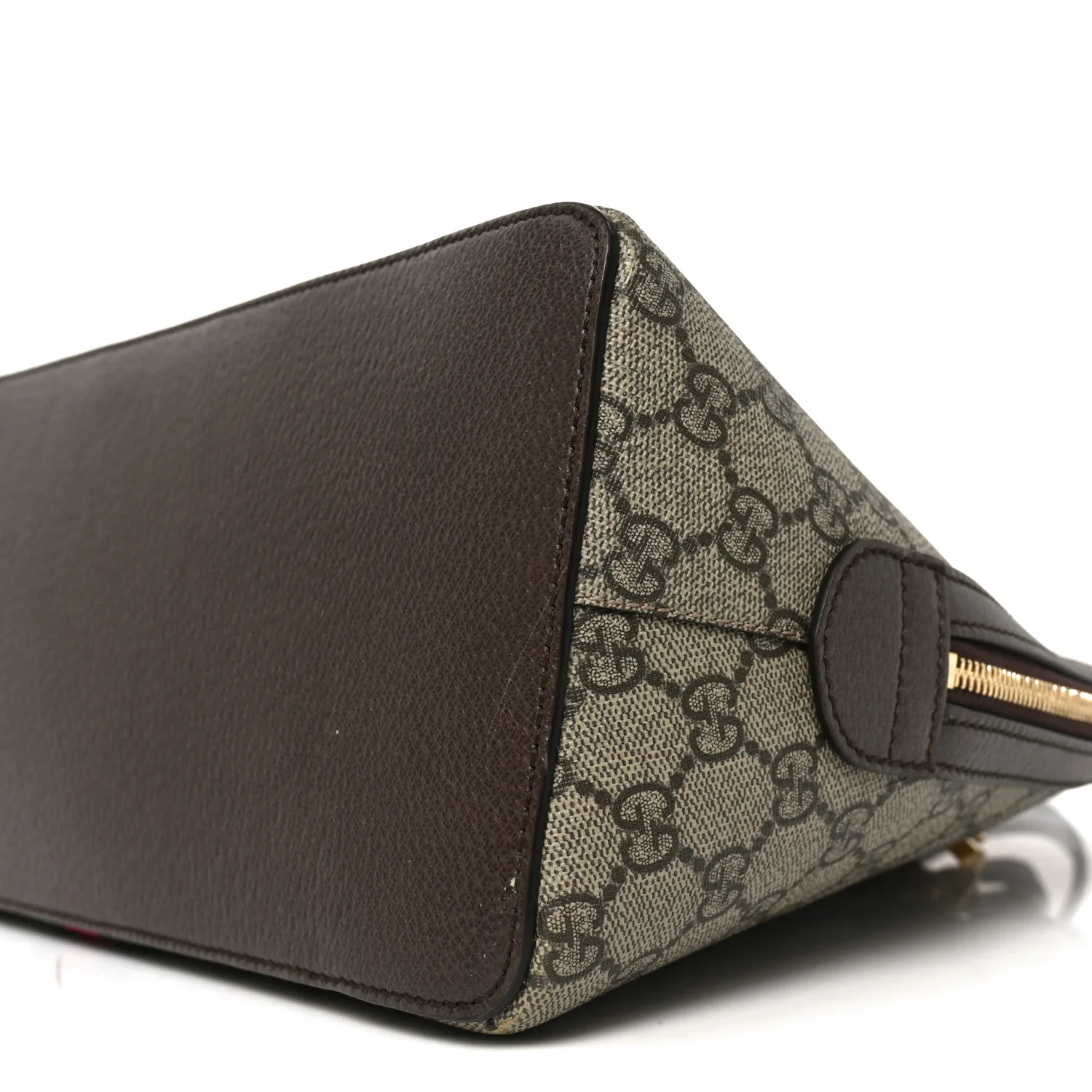 GG Supreme Monogram Web Medium Ophidia Top Handle Dome Bag Brown