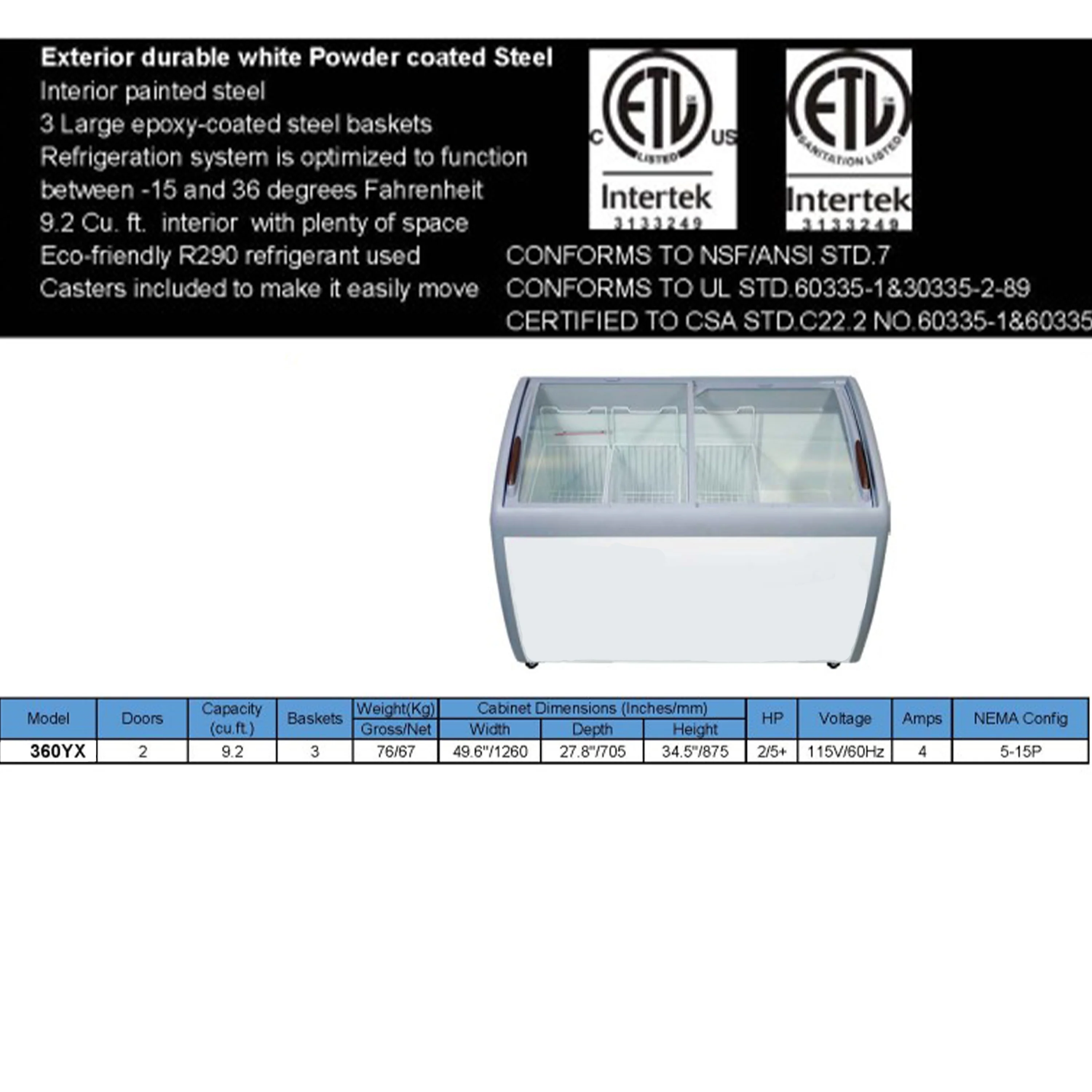 Elite Kitchen Supply 9.2 cu ft Commercial Ice Cream Freezer, White