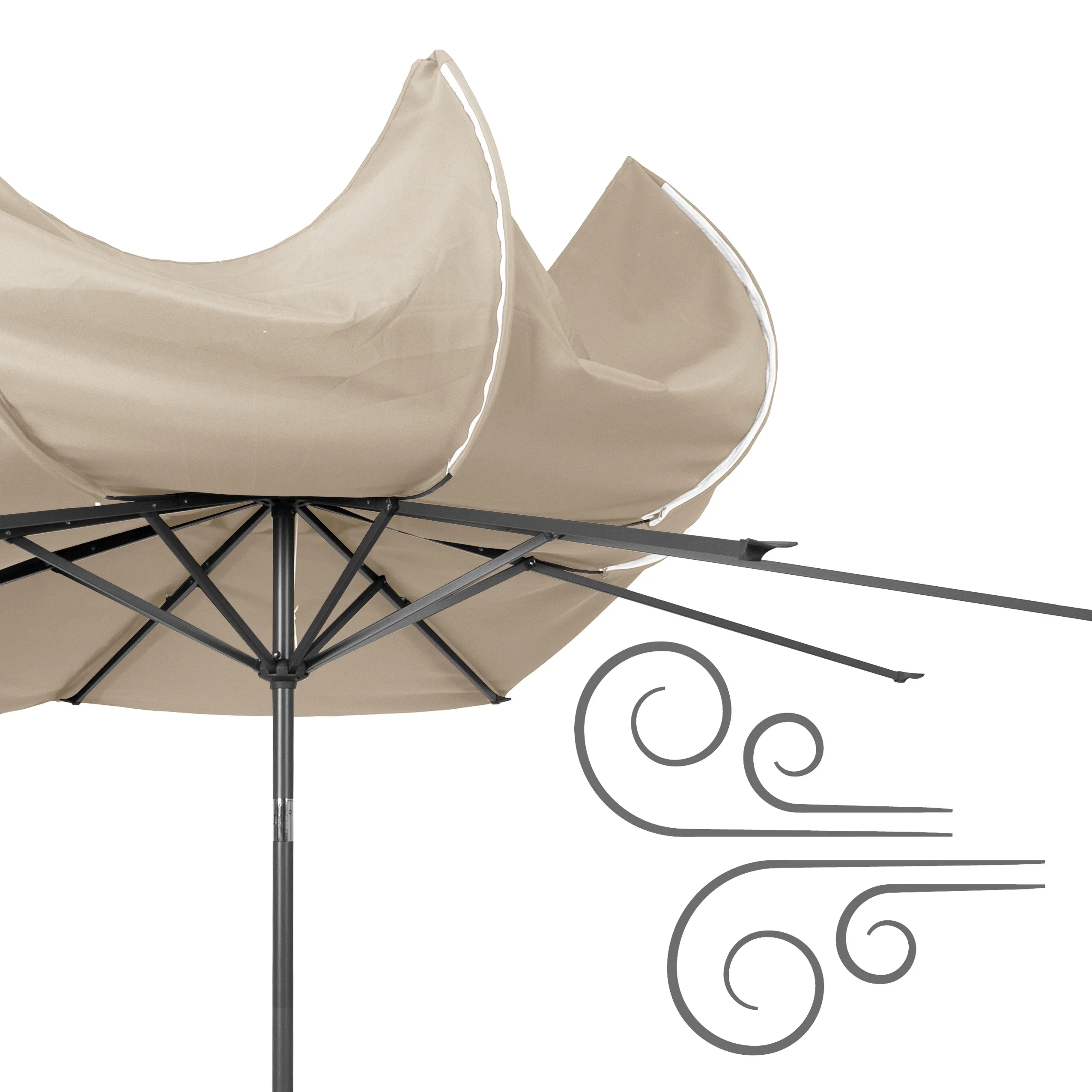 10 Foot Wind Resistant Patio Umbrella, Outdoor Parasol with Crank Tilt, Round Market Umbrella for Patio, Umbrella with Crank, Tilt Umbrella, Outdoor Umbrella, White(Off-White) - Image 6