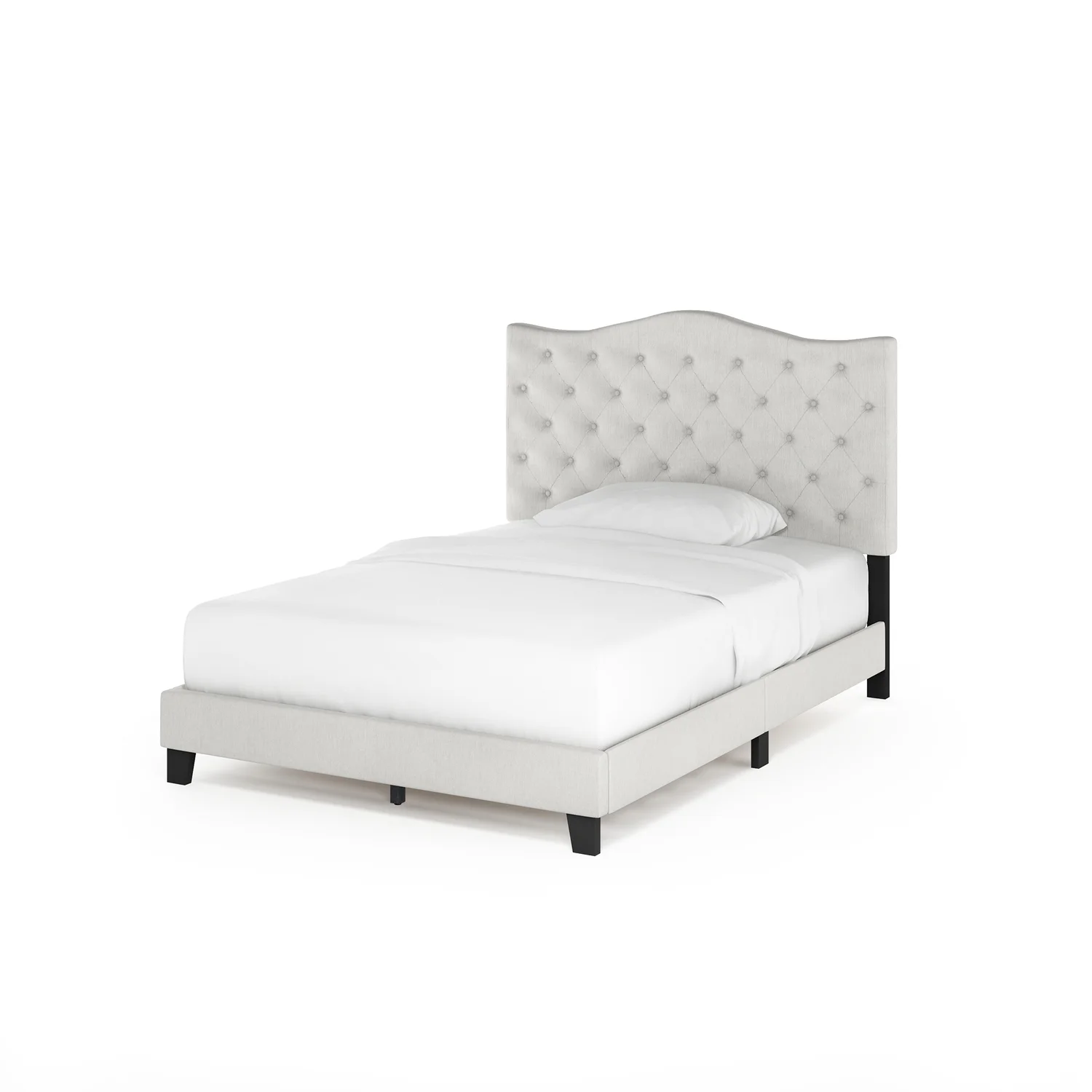 Lille Button Tufted Bed Frame, Linen, Queen(Queen) - Image 8