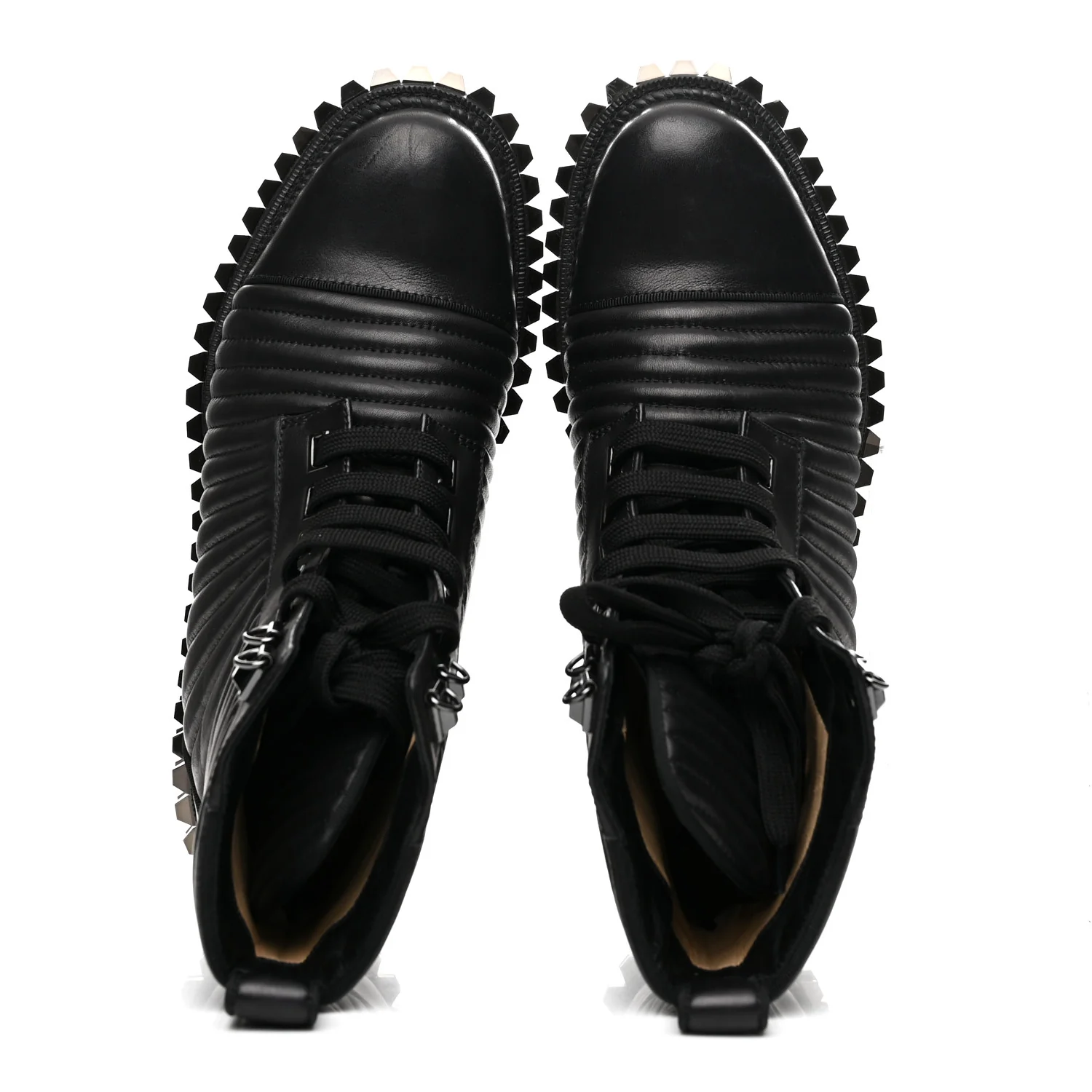 Calfskin Quilted Yetota Combat Boots 37 Black