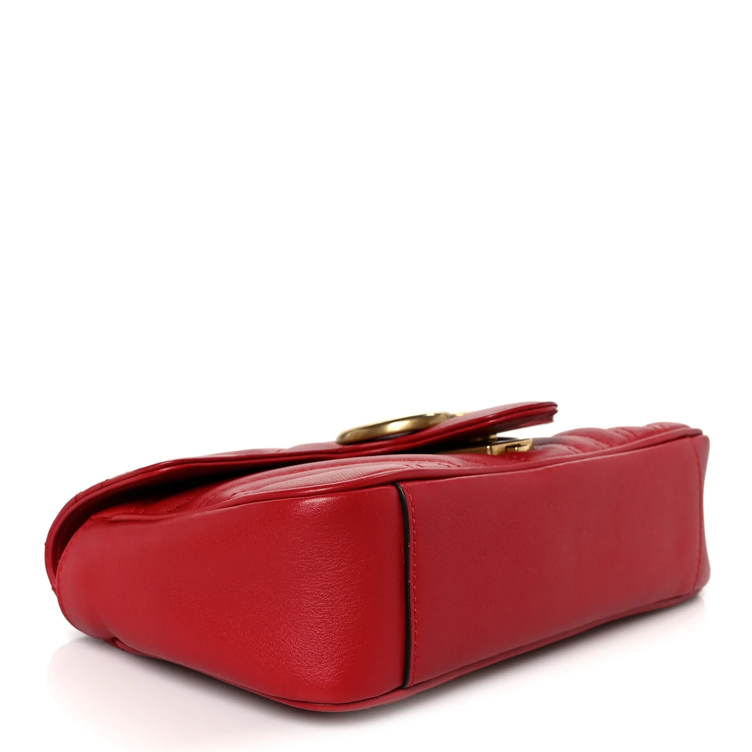 Calfskin Matelasse Mini GG Marmont Shoulder Bag Hibiscus Red