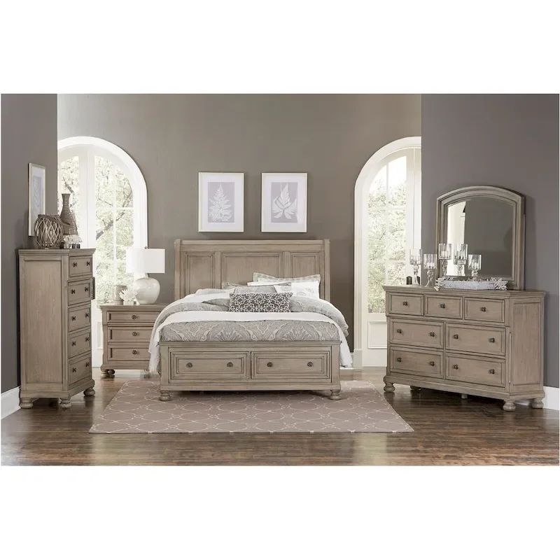 Donald 3-Piece Gray Modern Sleigh Bedroom Set with Storage