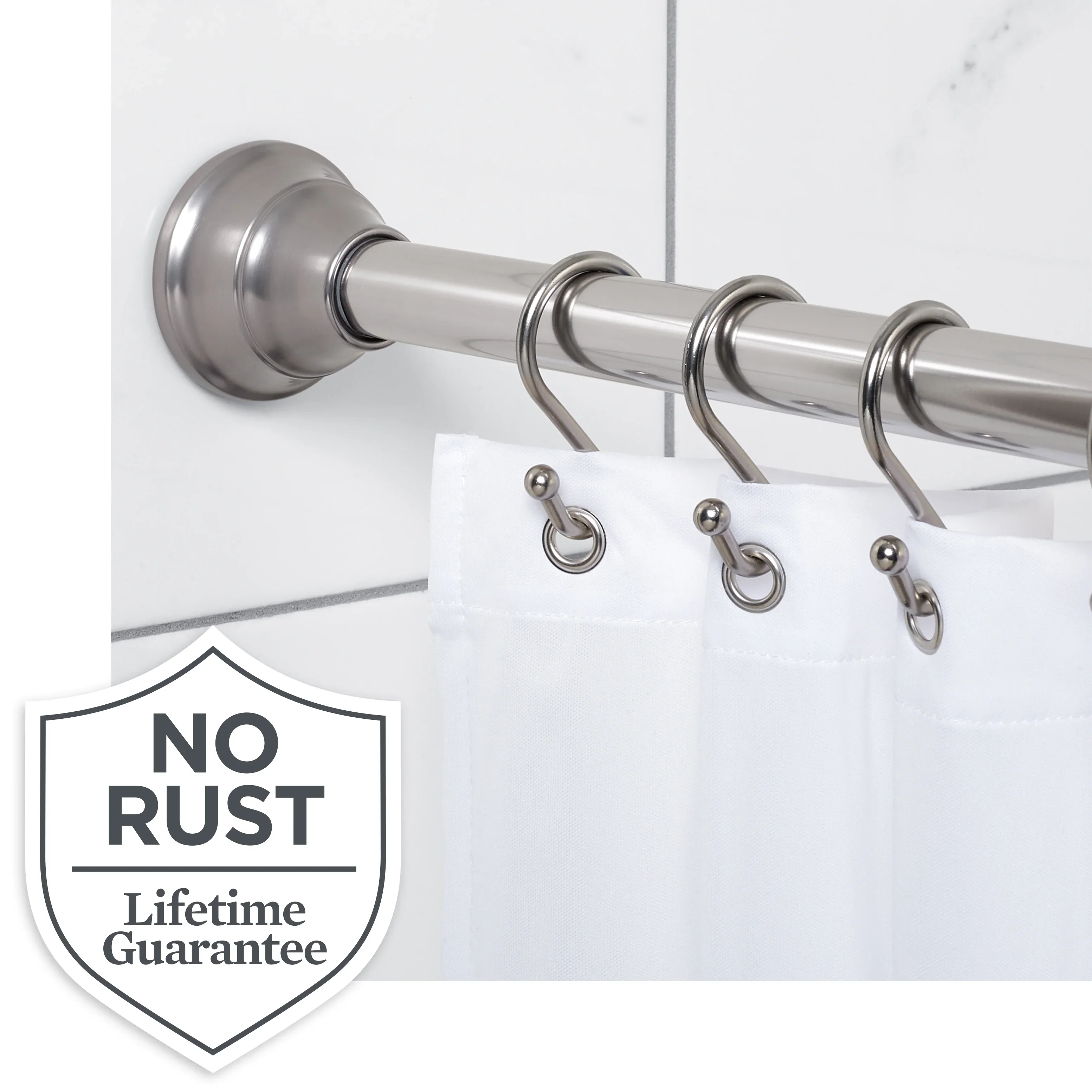(4 pack) Better Homes & Gardens Wave Finial No Rust 43a?? to 72a?? Adjustable Tension Shower Curtain Rod, Nickel