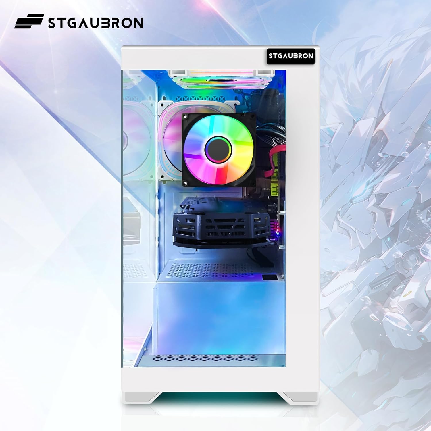 STGAubron Gaming PC Desktop Computer  AMD Athlon 3000G 3.5GHz  Radeon RX 590 8G  16G DDR4  512G SSD  WiFi  BT 5.0  RGB Fan x3  Windows 11 Home