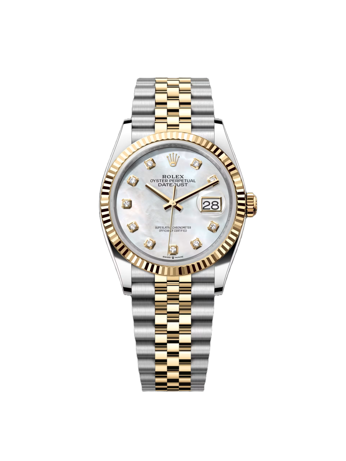 【Super Clone】RLX  Datejust 36mm 126233 MOP Diamond Dial Jubilee Two-Tone Bracelet Watch