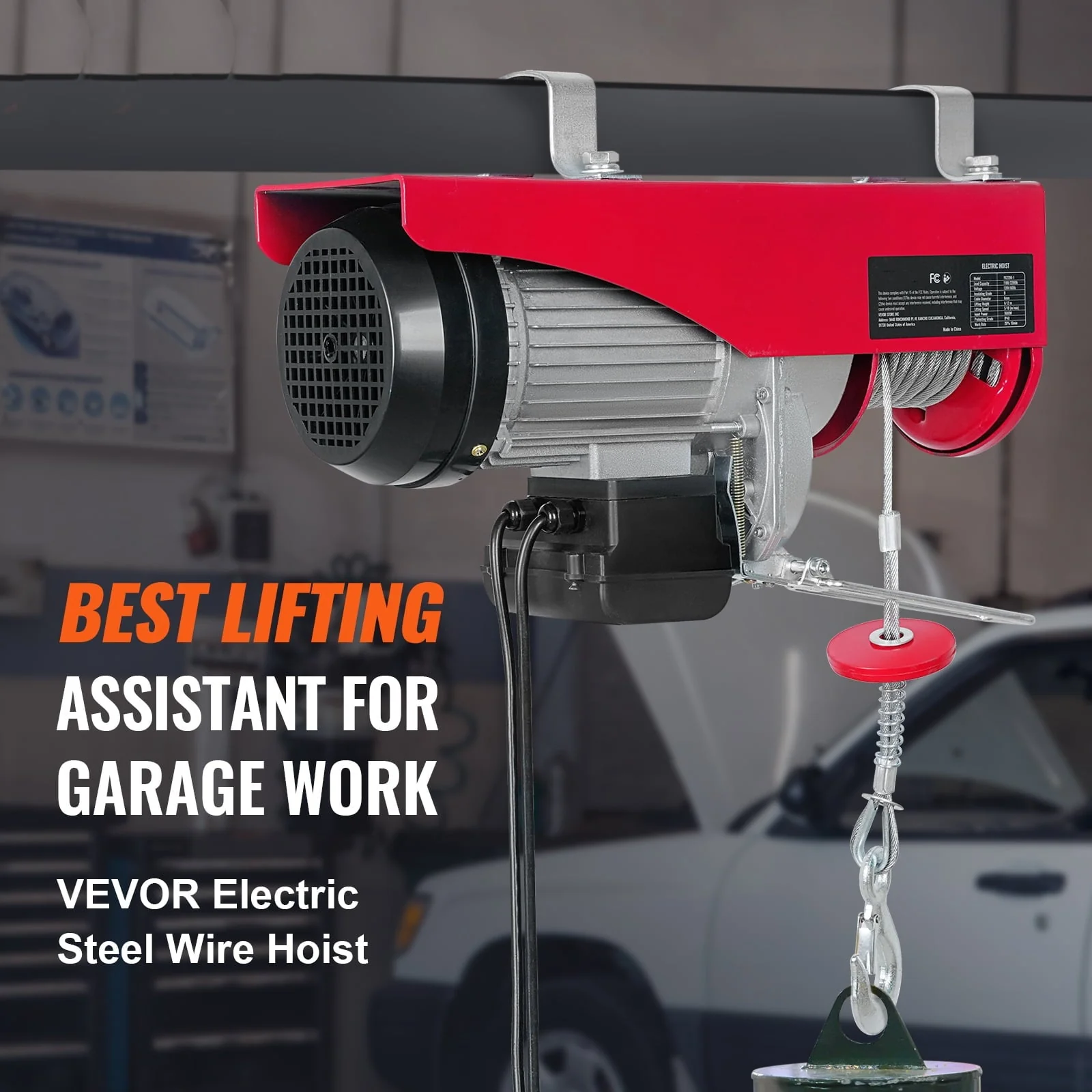 BENTISM Lift Electric Hoist 440 lb, 480W 110V Electric Winch with 14ft Wired Remote Control