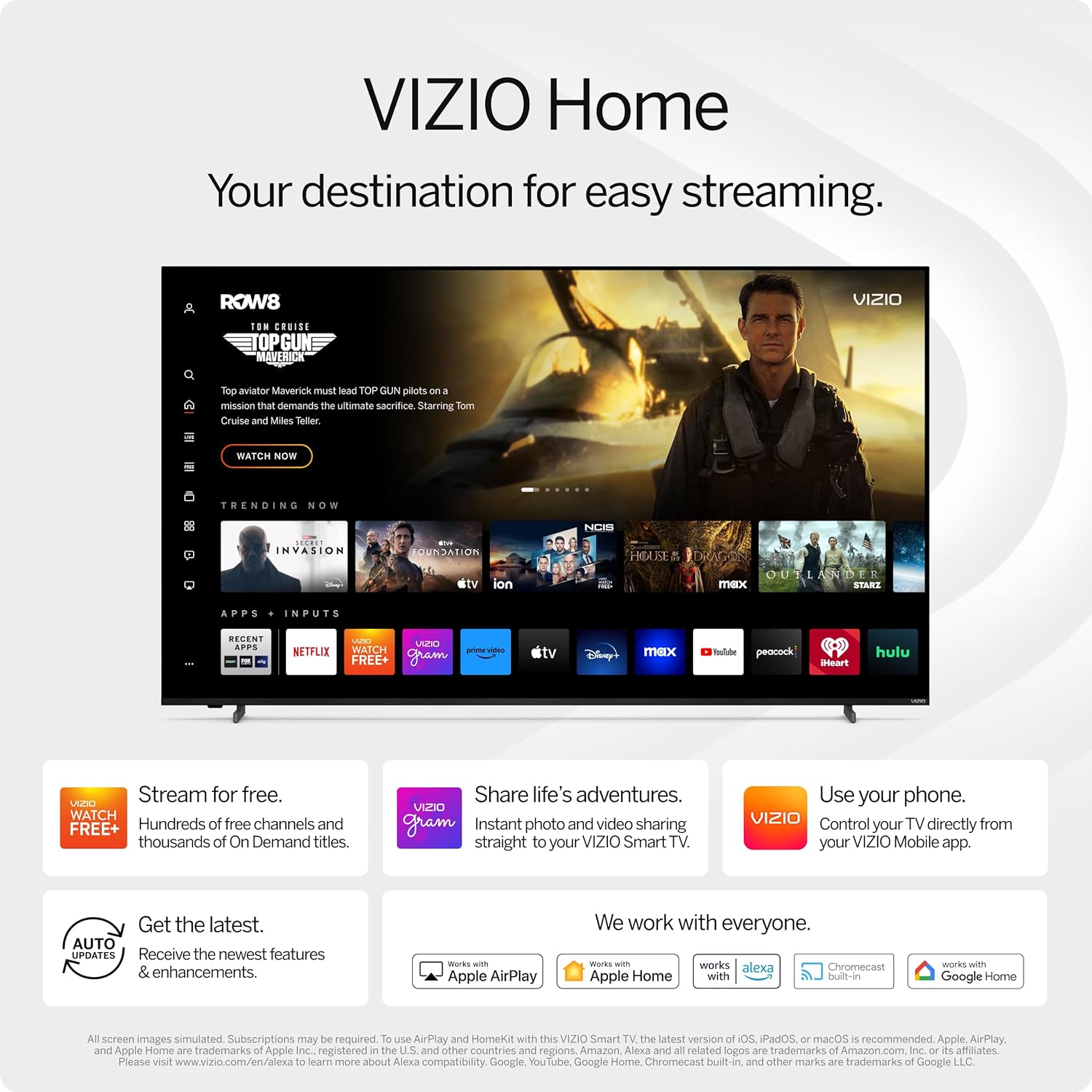 Téléviseur intelligent VIZIO 50″ 4K HDR, Dolby Vision HDR/HDR10+, WiFi 6 – (Reconditionné)