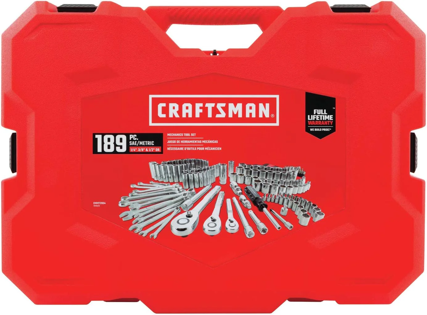 Coffret d'outils de mécanicien CRAFTSMAN, entraînement 1/4 et 3/8 pouce, 189 pièces (CMMT12134)