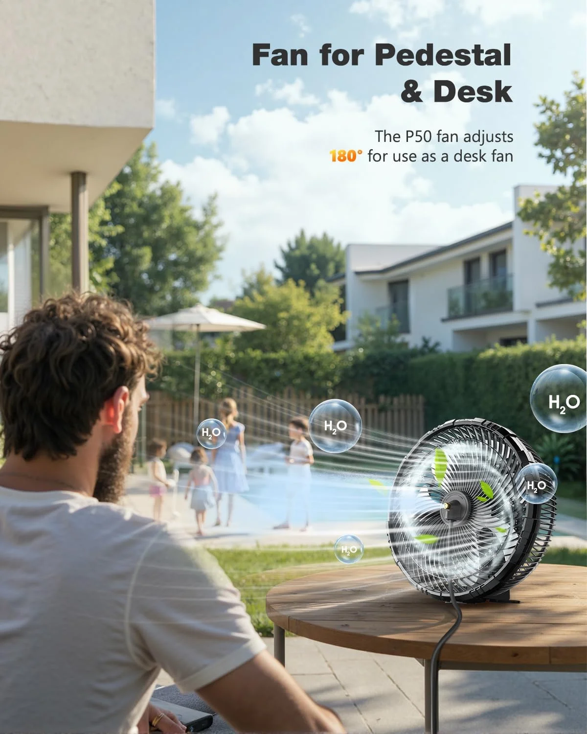 Portable fan products, 20000mAh 12 inch outdoor misting fan, suitable for outdoor patios(black) Image 6