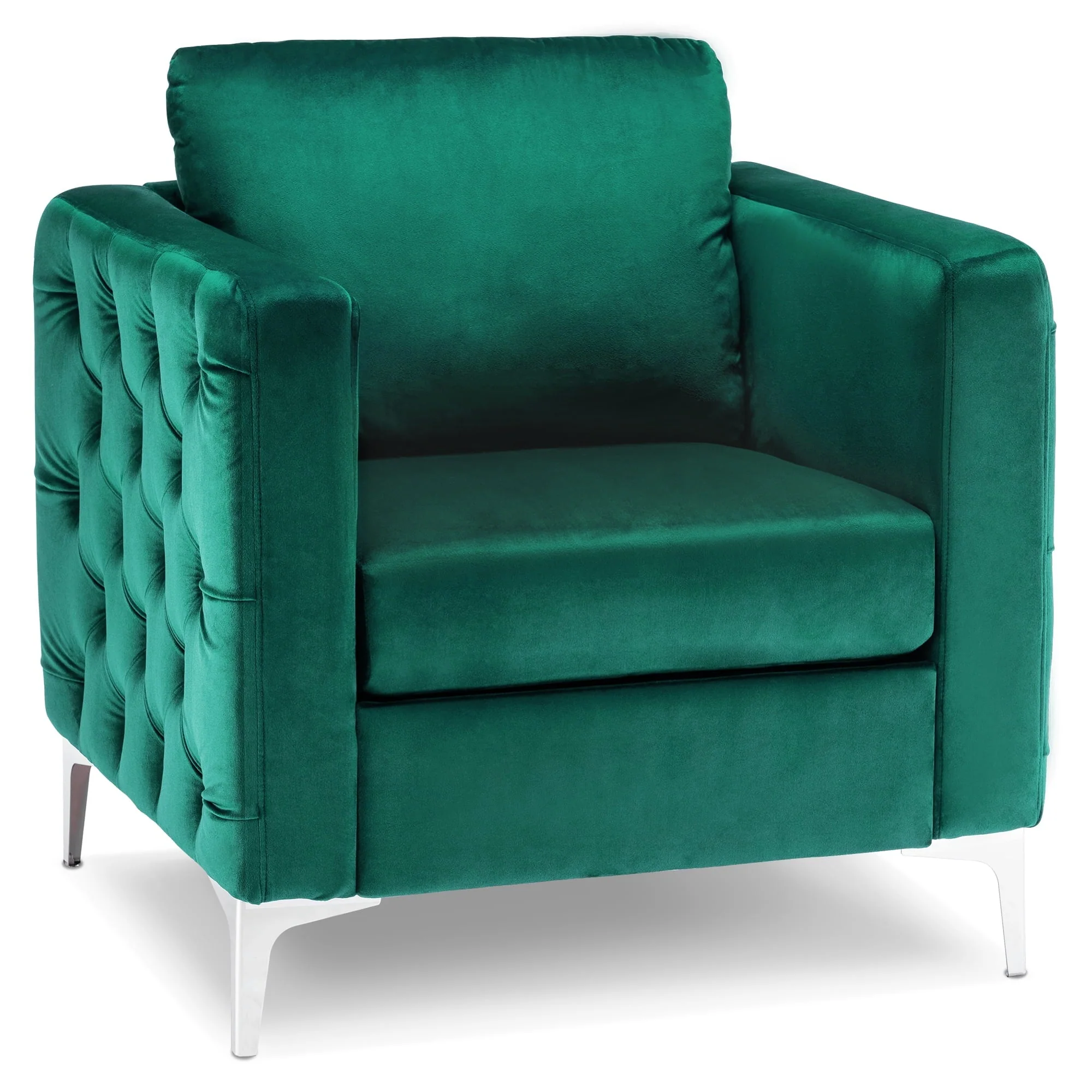 Velvet Accent Club Chair, Single Sofa Chair, Armchair 4066 (Grey)(Blue) Image 4