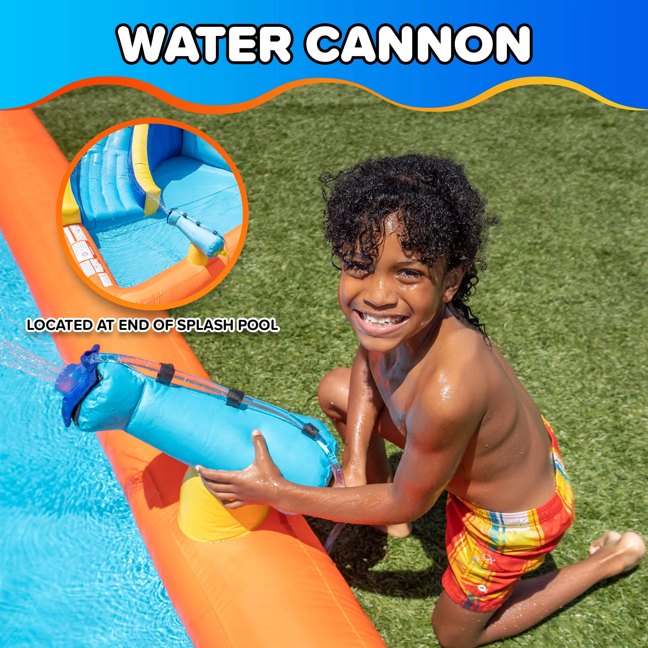 �?Big Wave II Inflatable Water Slide with Climbing Wall Splash Pool, Ages 3-8, Heavy Duty, ASTM Certified, Lifetime Warranty on Included Blower - Image 6