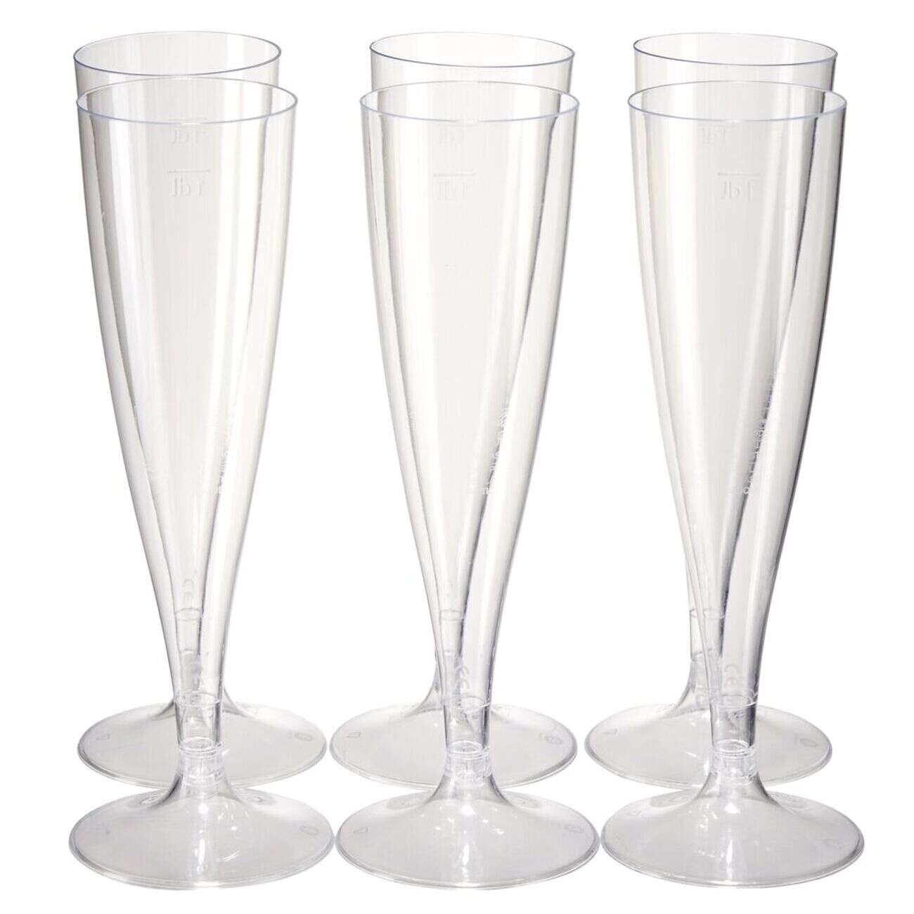 Lot de 6 flûtes 140ml plastique transparent Ø5xH18cm