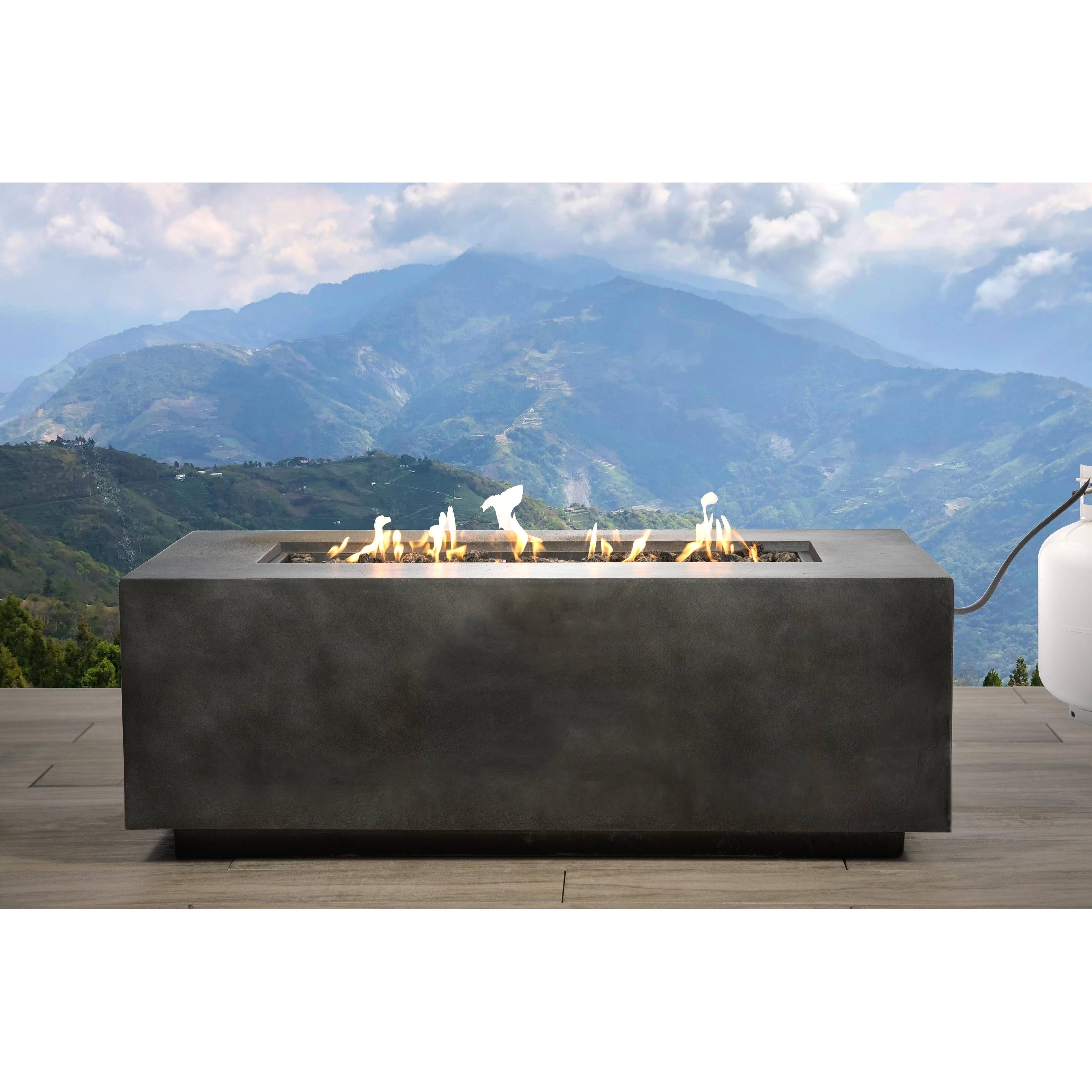 Concrete Propane Gas Fire Pit Table (Charcoal) - Grey