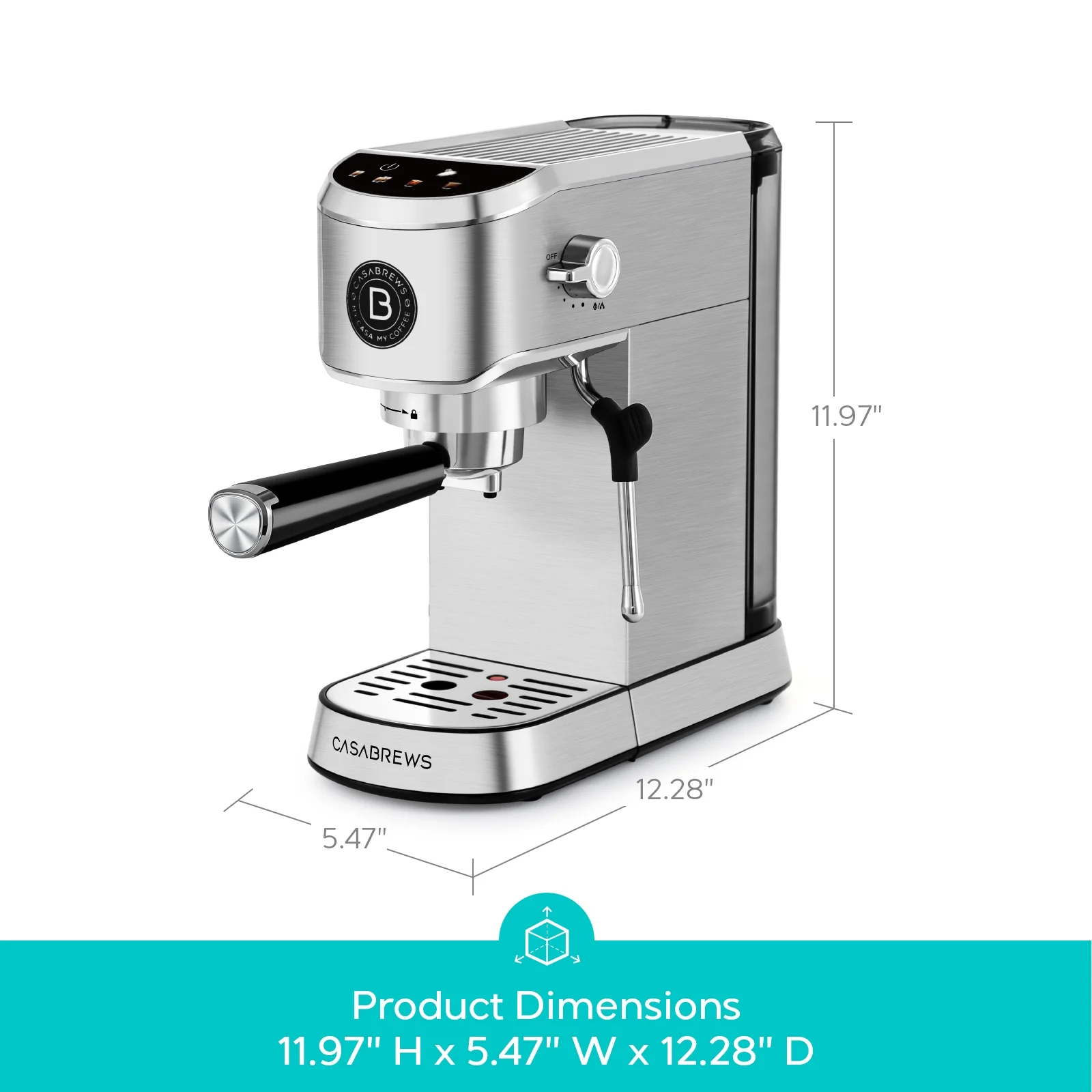 CASABREWS CM5418 Plus 20 - Bar Semi - Automatic Espresso Machine & Coffee Maker with Steam Wand, Cold Brew Function, Stainless Steel, Silver