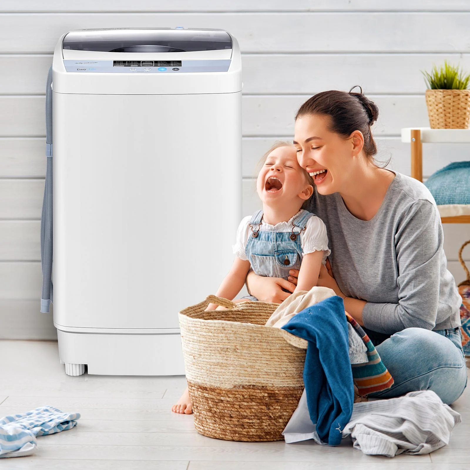 Giantex Full - Automatic Washing Machine, 1.34 Cu.ft Compact Washer W/10 Programs, 8 Water Levels & LED Panel, 9.92 lb Capacity Portable Cloth Washer and Spinner W/Drain Pump