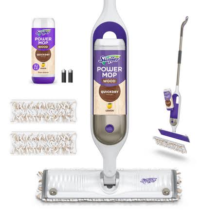 Swiffer PowerMop Wood Mop Kit for Floor Cleaning, Lemon Scent