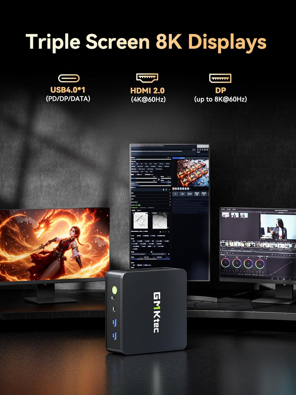 GMKtec M6 Ultra Gaming Mini PC Ryzen 7640HS (Upgraded 6600H/ 6800U)  16GB RAM DDR5 1TB SSD Dual NIC LAN 2.5GbE Desktop Computers Office Home  Triple 4K Display  WiFi 6  USB4  BT 5.2  DP  HDMI 2.0