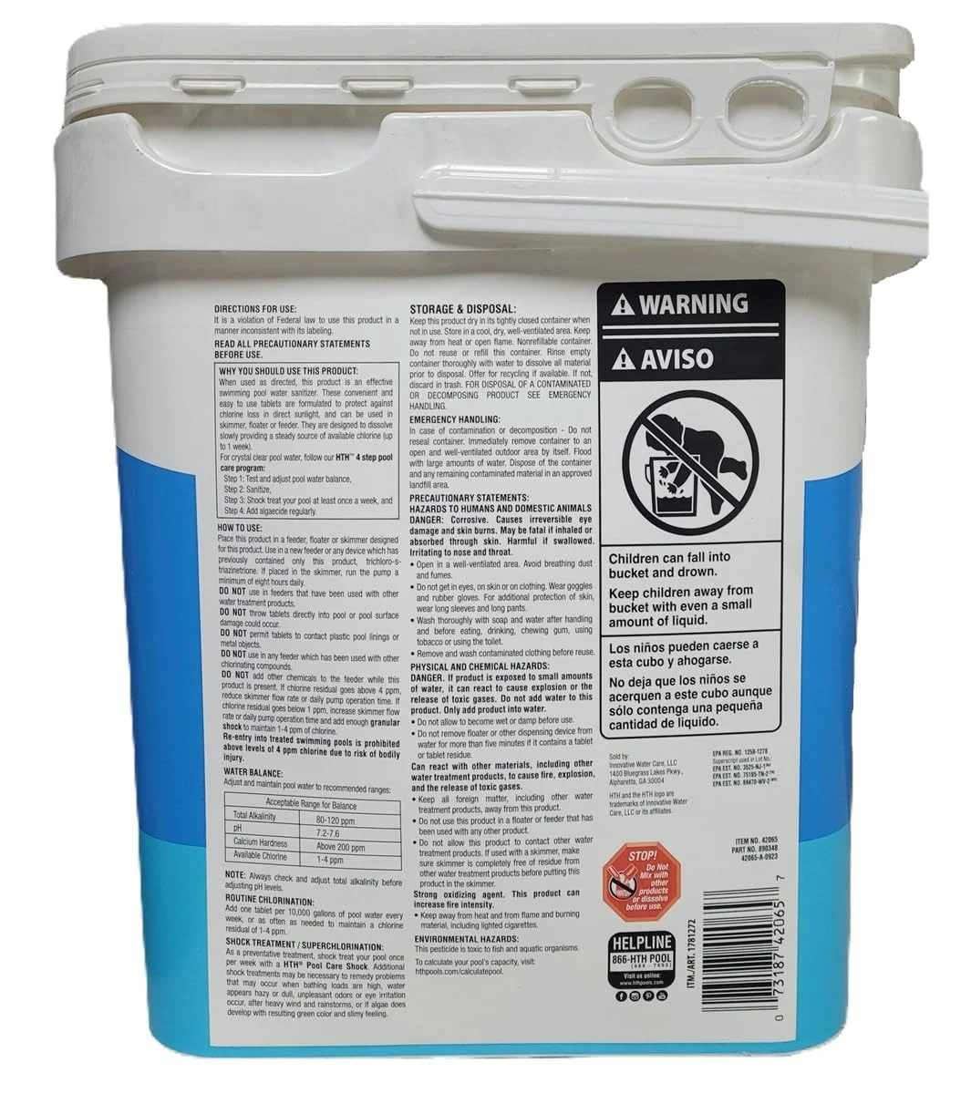 HTH Pool Care 3 - Inch Chlorine Tabs Swimming Pool Chlorinating Sanitizer 40 lb