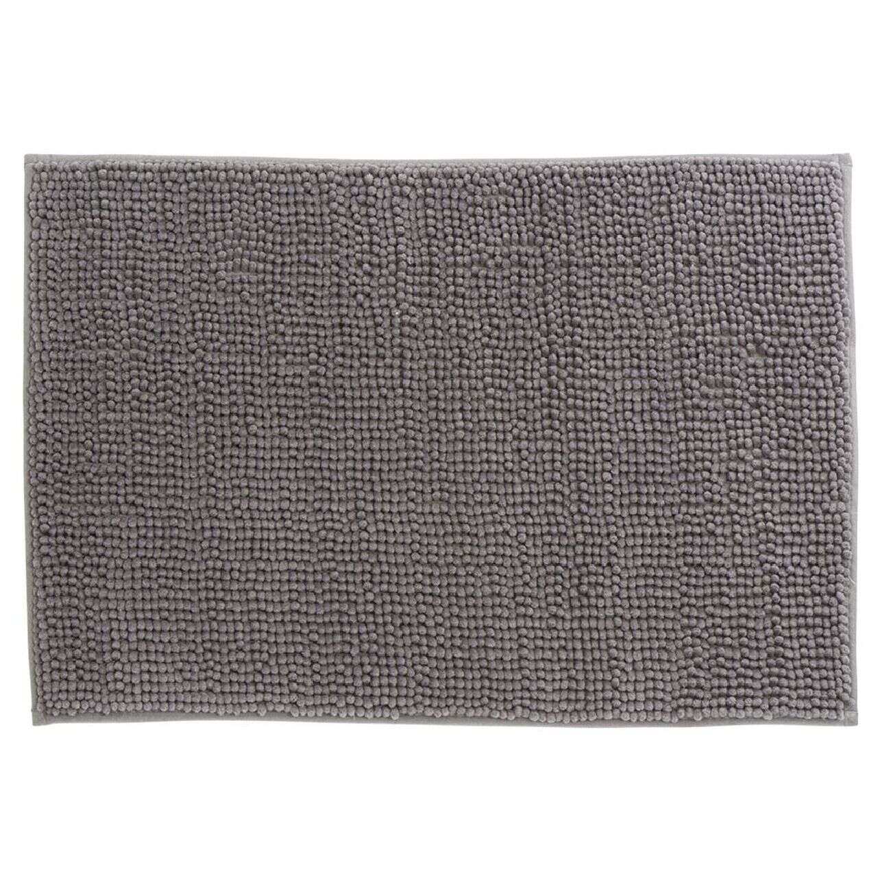 Tapis de salle de bain chenille gris 65x45 cm