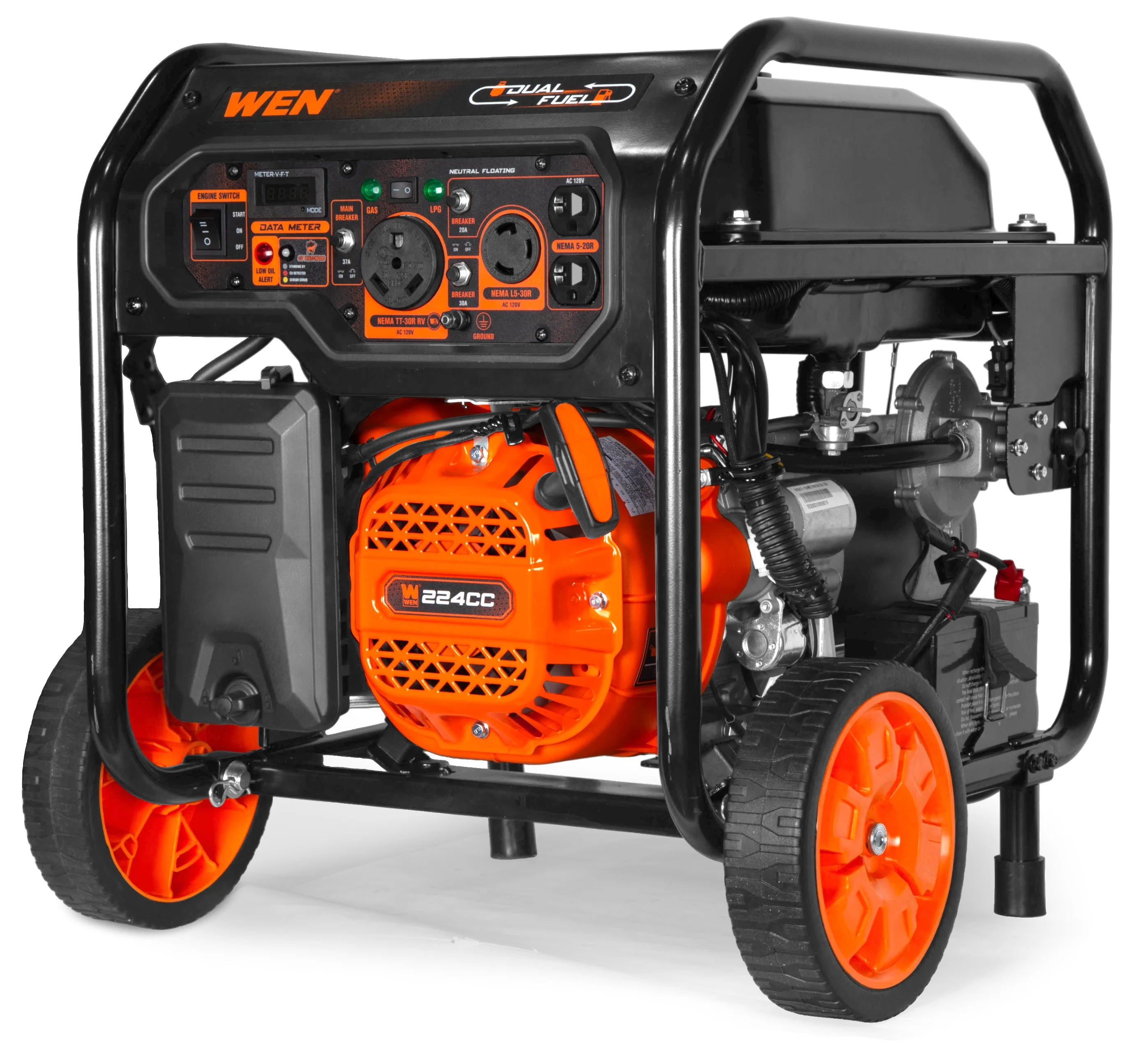 WEN 5, 600 - Watt Dual Fuel Portable Generator with Wheel Kit, Electric Start, and CO Watchdog (DF5600X)