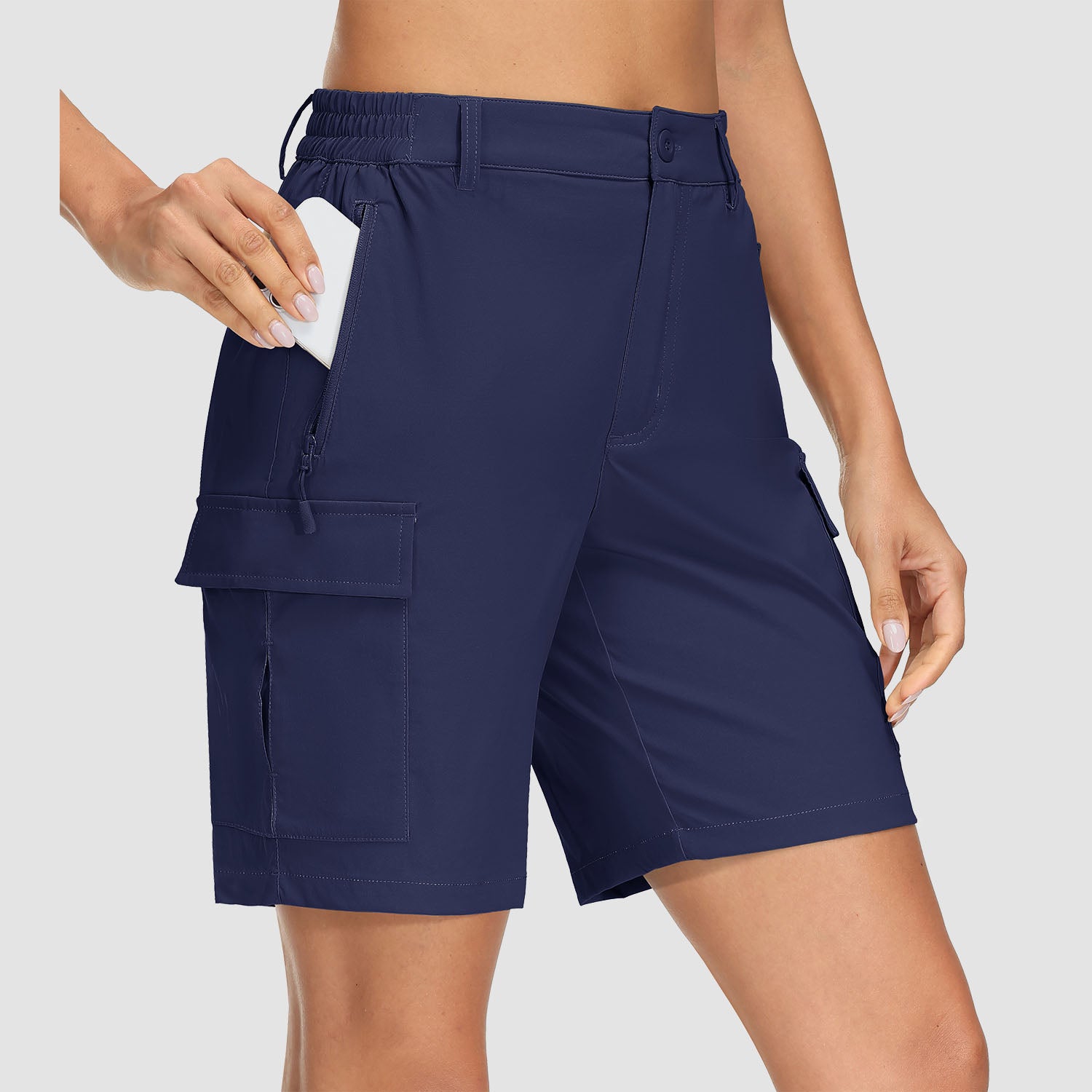 Short de randonnée cargo pour femme, séchage rapide, 5 poches, tissu ripstop résistant à l'eau