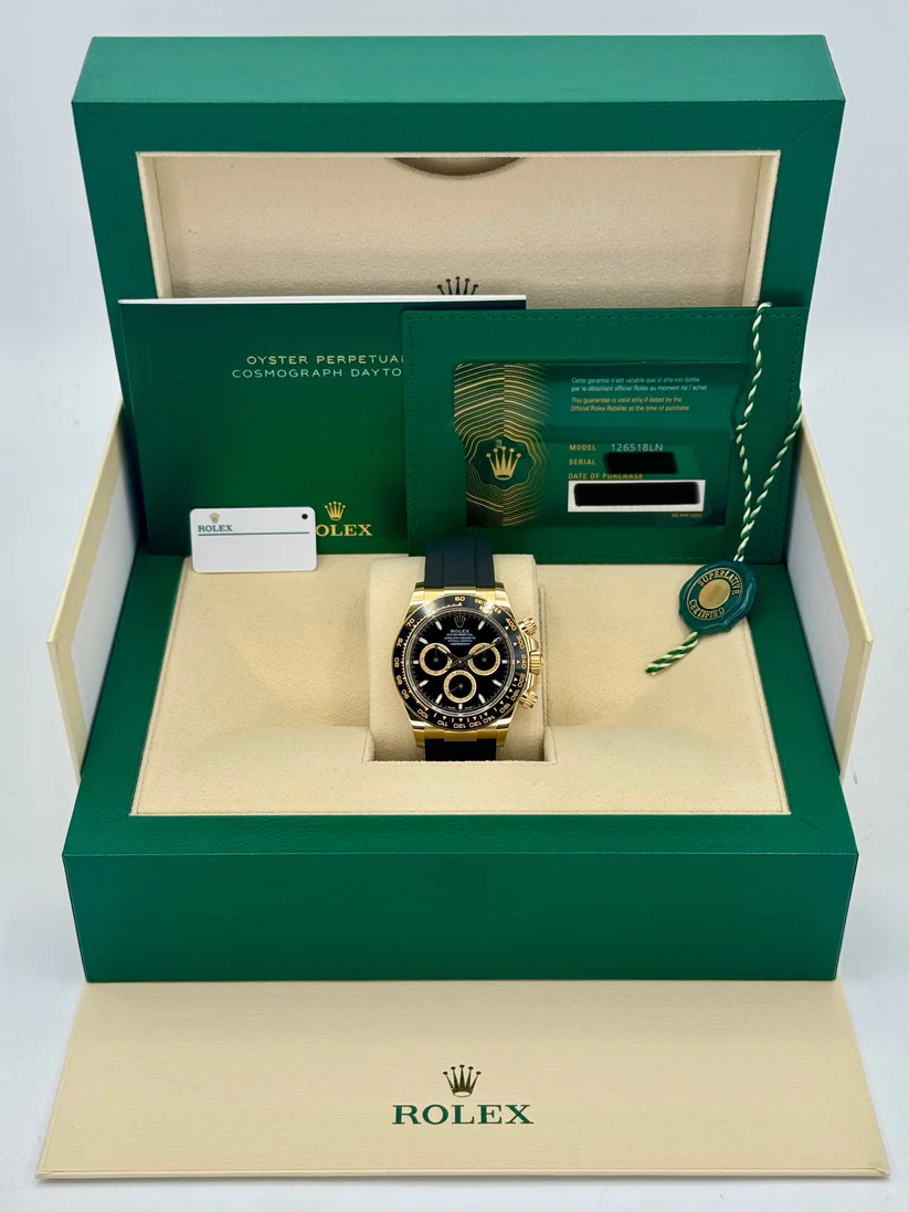 [Super Clone]Rolex Daytona Yellow Gold / Ceramic / Black / Oysterflex  m126518ln-0008