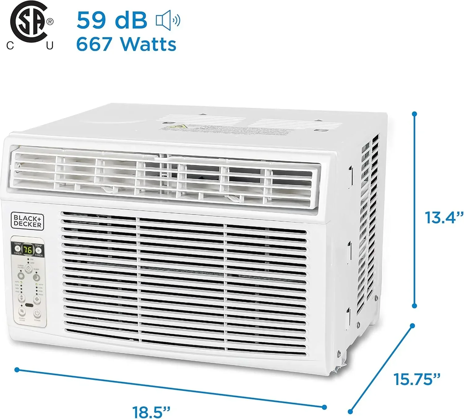 Climatiseur de fenêtre BLACK+DECKER 5000 BTU Refroidit jusqu'à 150 pieds carrés Commandes mécaniques