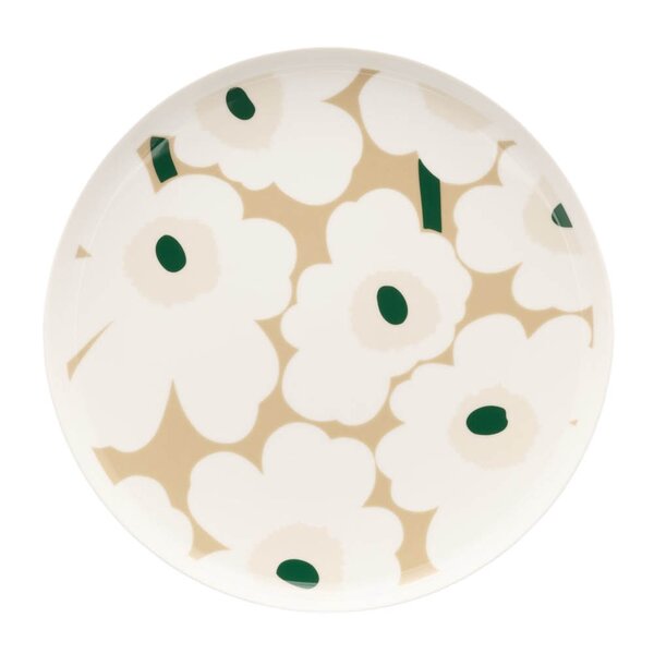 Oiva Unikko tallerken 25 cm hvit/beige/grønn