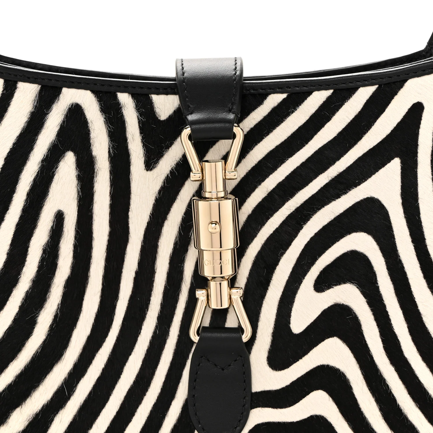 Pony Hair Zebra Print Calfskin Small Jackie 1961 Hobo Black White
