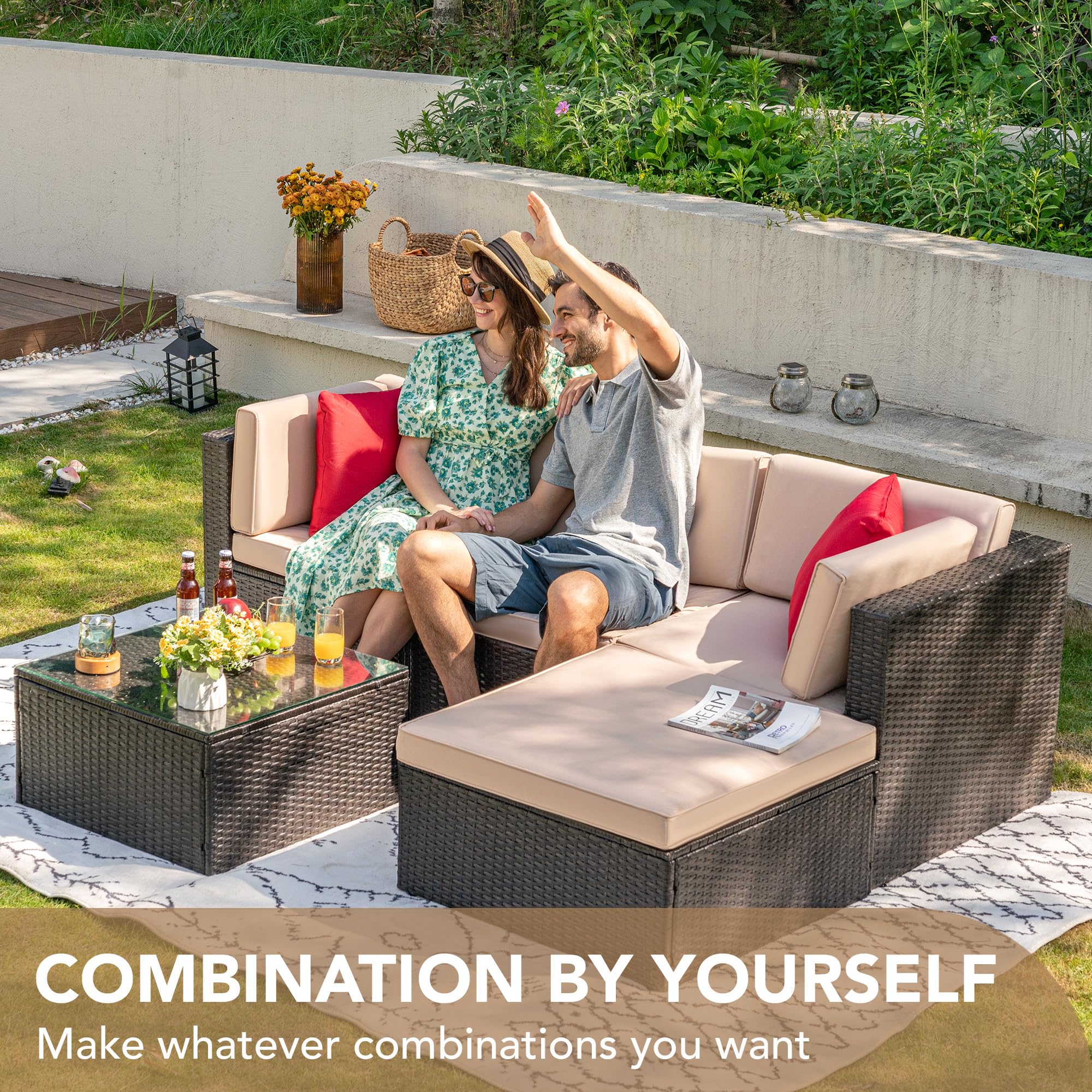 Devoko 5 Pieces Patio Furniture Sets All Weather