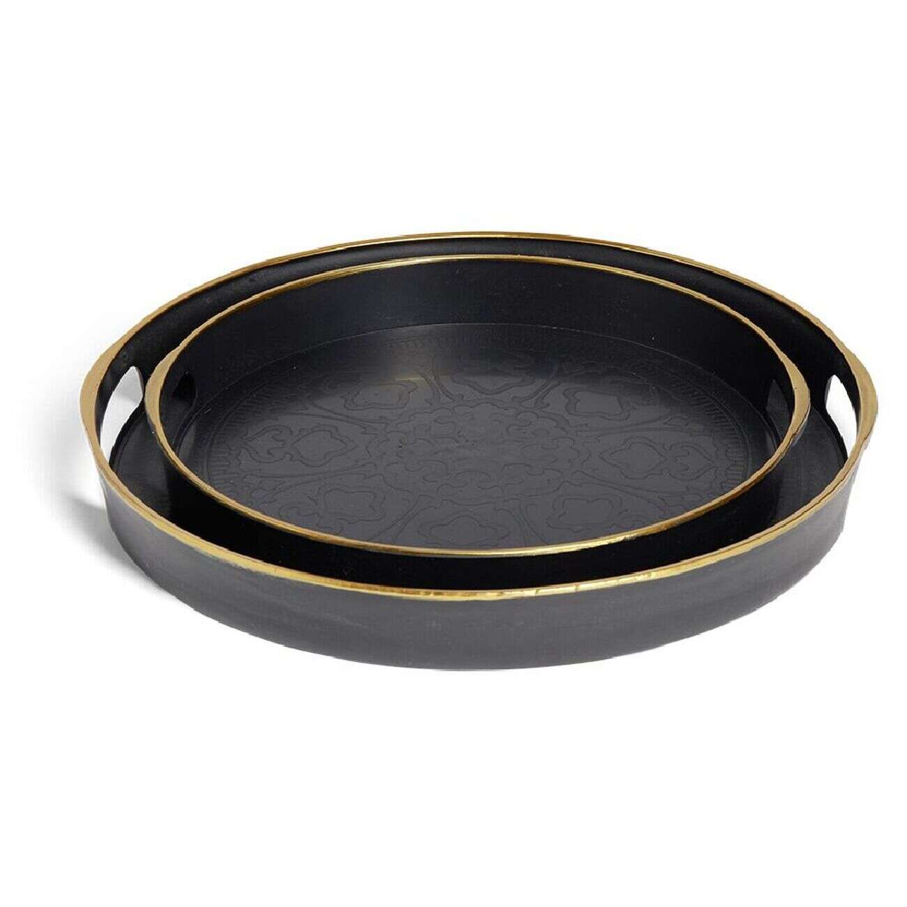 Lot de 2 plateaux Ø29cm et Ø36cm plastique noir