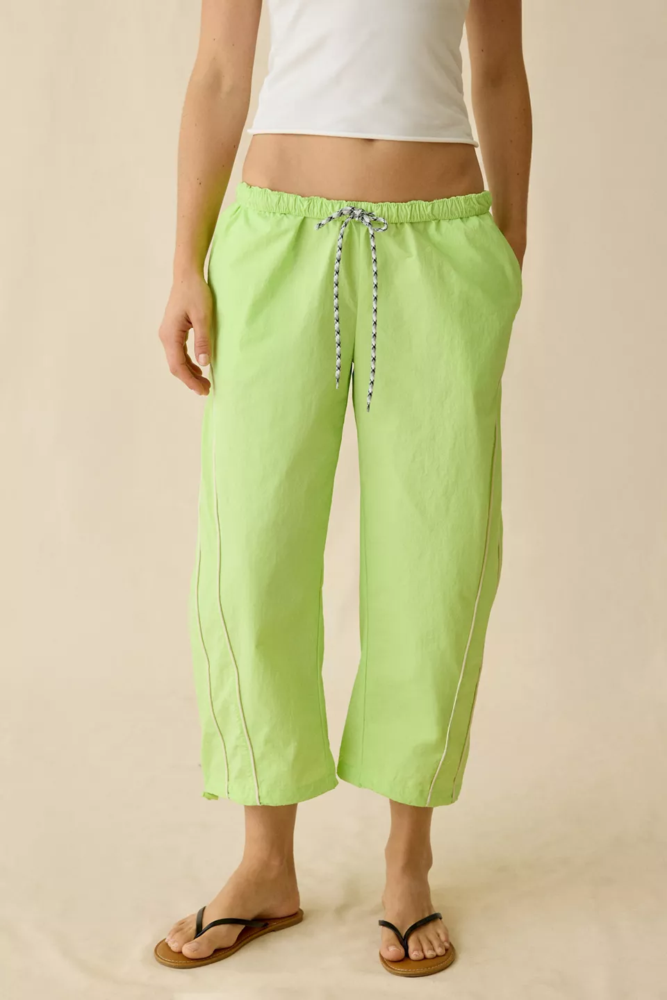 BDG Fast Track Low-Rise Cropped Nylon Pants-Lime