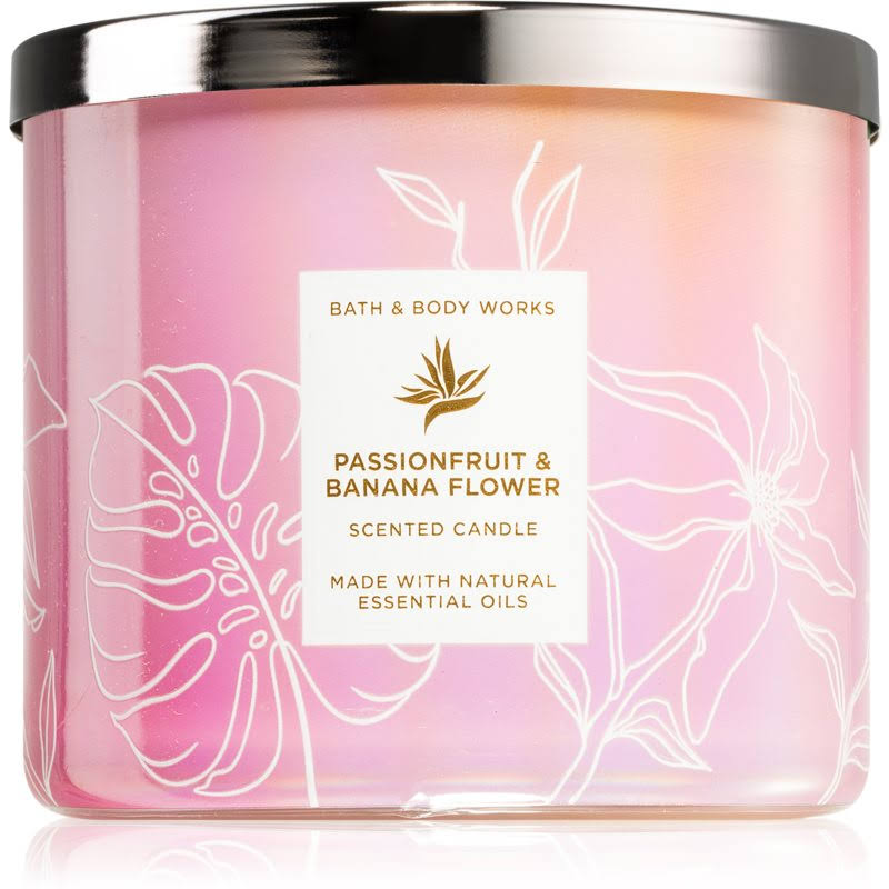 Bath & Body Works Accents | Passionfruit Banana Flower Bath & Body Works 3-Wick Scented Candle | Color: Pink/White | Size: Os | Leslie101057's Closet