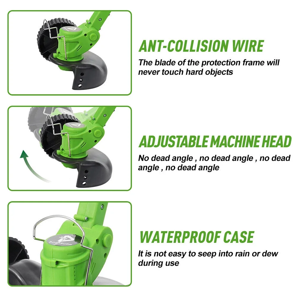 YouLoveIt Electric Weed Eater Lawn Edger Grass String Trimmer Cutter Grass Trimmer Edger Lawn Tool Electric Weed Eater Battery Powered for Garden Yard