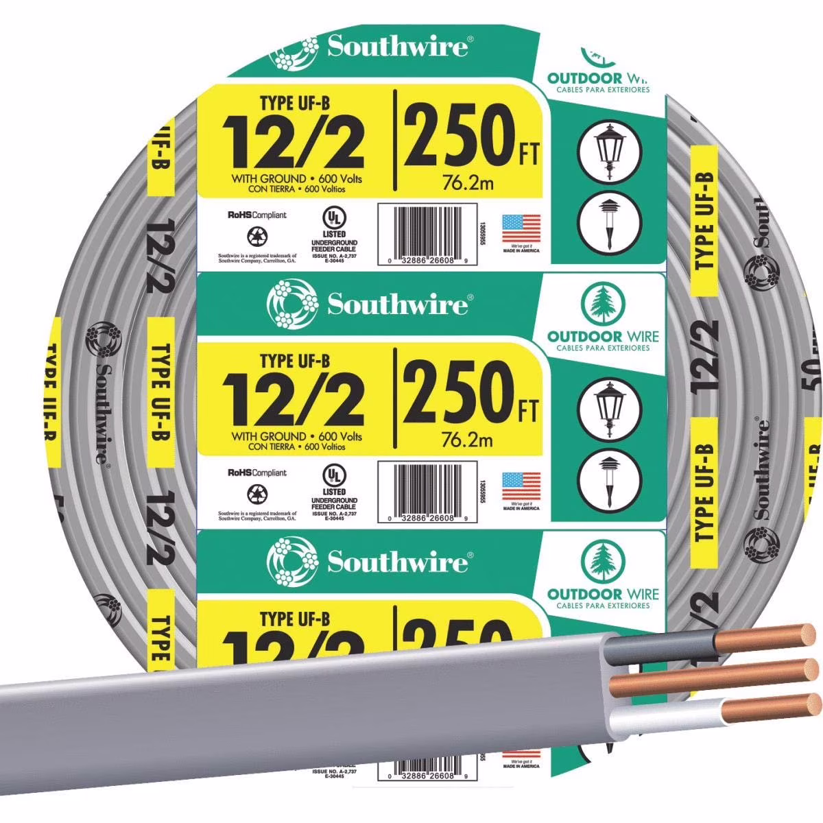 13055955 250' 12 2 UFW/G WIRE, Gray