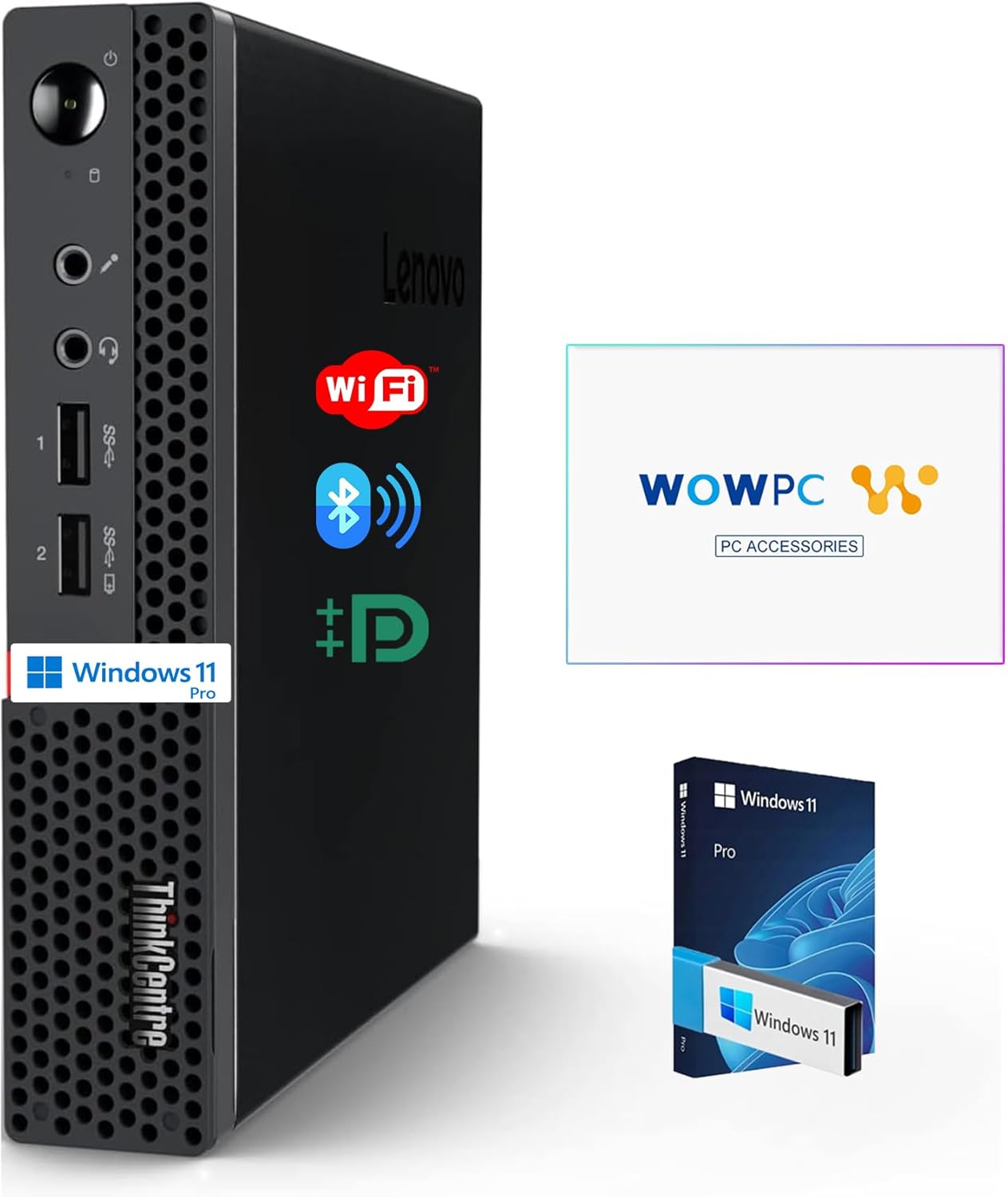 Lenovo ThinkCentre Micro Desktop  16GB DDR4 RAM  512GB SSD Drive  AMD Processor & Graphics  Dual-Display Support  Wi-Fi  Bluetooth  USB  RJ-45  Windows 11 Pro  Business-Grade  Home-Friendly