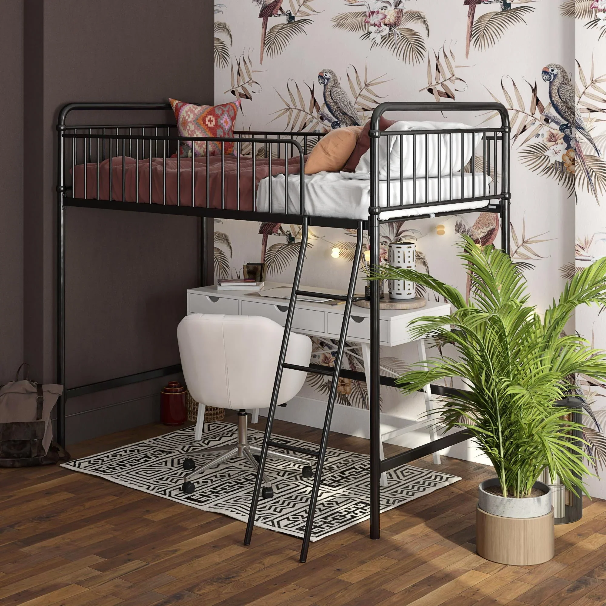 Better Homes & Gardens Kelsey Twin Metal Loft Bed, Black