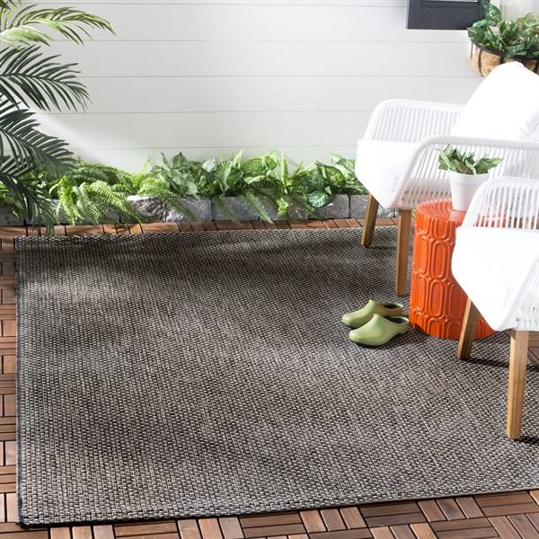 Safavieh Courtyard 2-Foot 3-Inch X 12-Foot Indoor/outdoor Runner In Black/beige