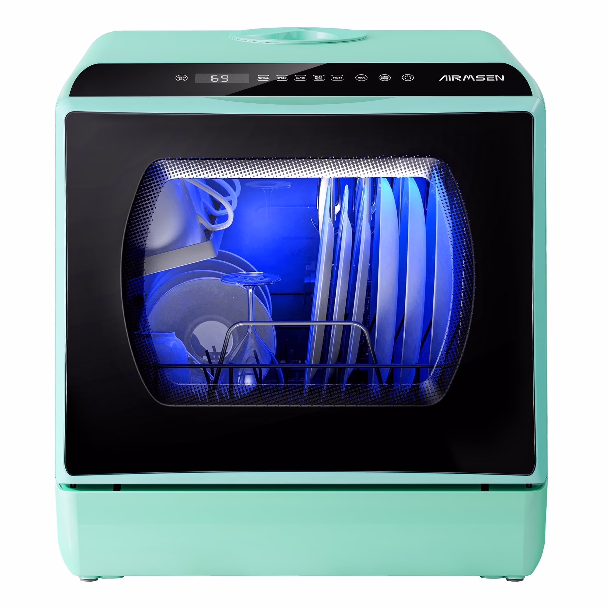 Portable Countertop Dishwasher with 5-Liter Built-in Water Tank and Air-Dry Function, 5 Washing Programs Mini Dishwasher, AE-TDQR03(White;Black) - Image 3