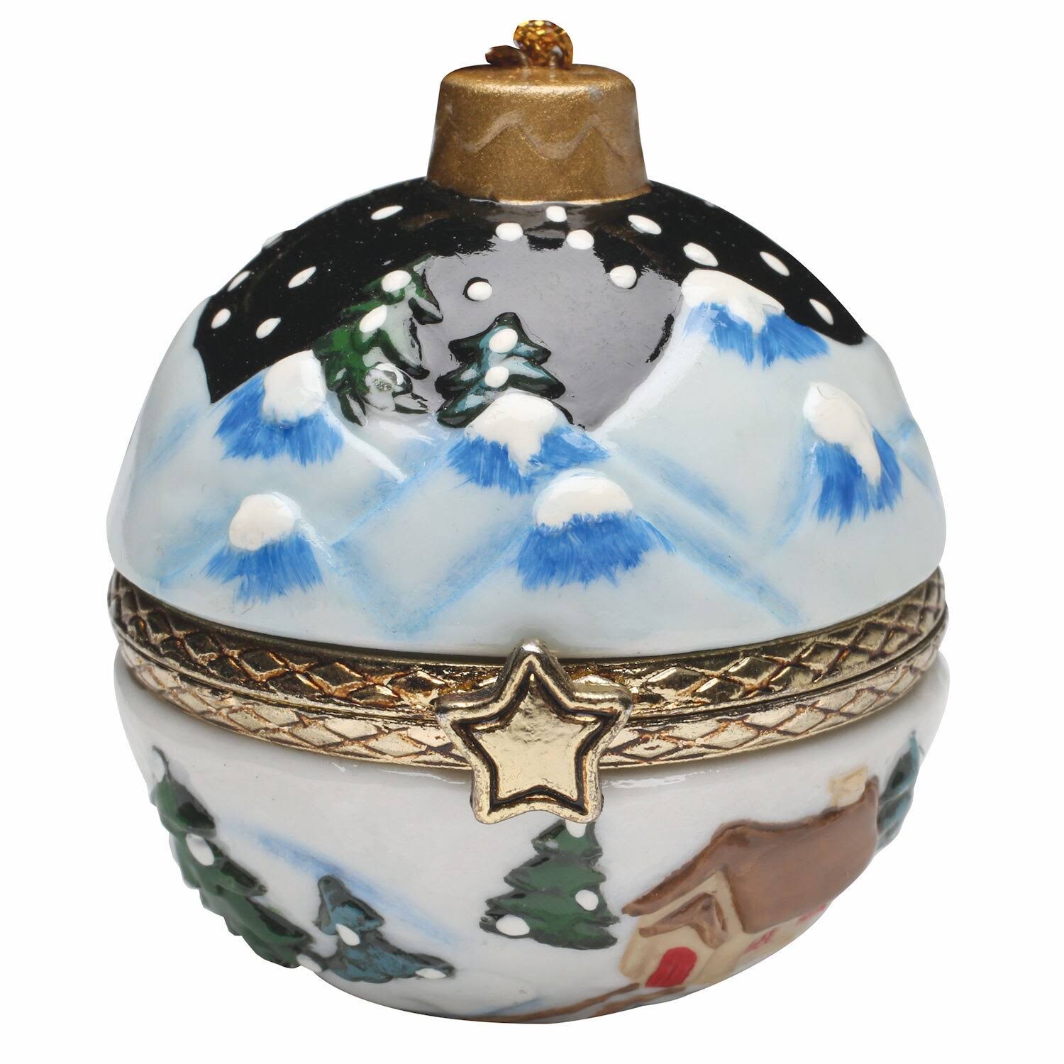Christmas Decoration - Porcelain Surprise Ornaments Box - Winter Night