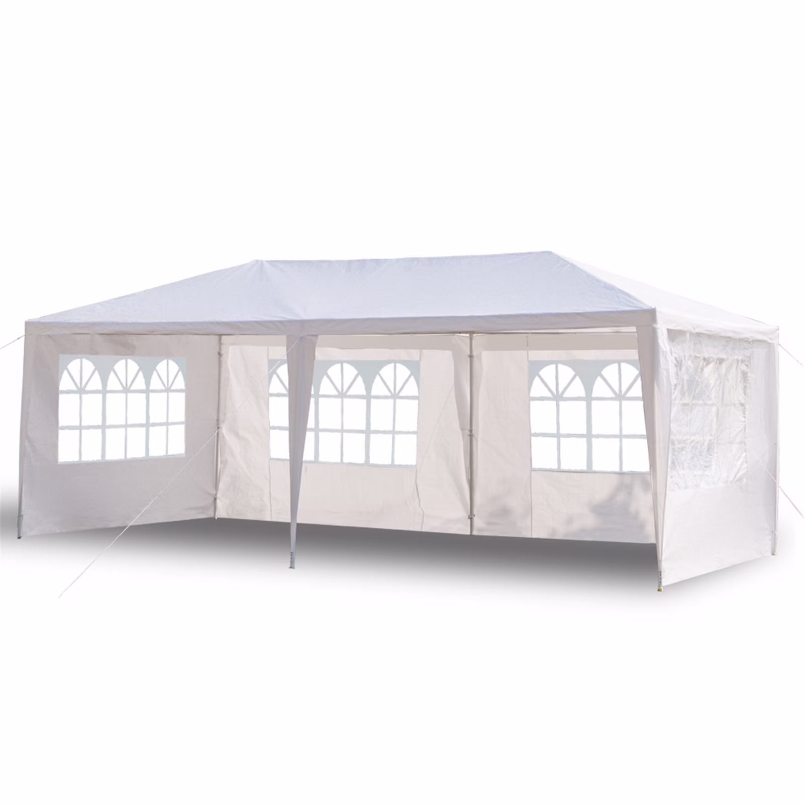 QHTT 3 x 6m 4 Sides Waterproof Tent with Spiral Tubes for Home Garden Wedding Party White